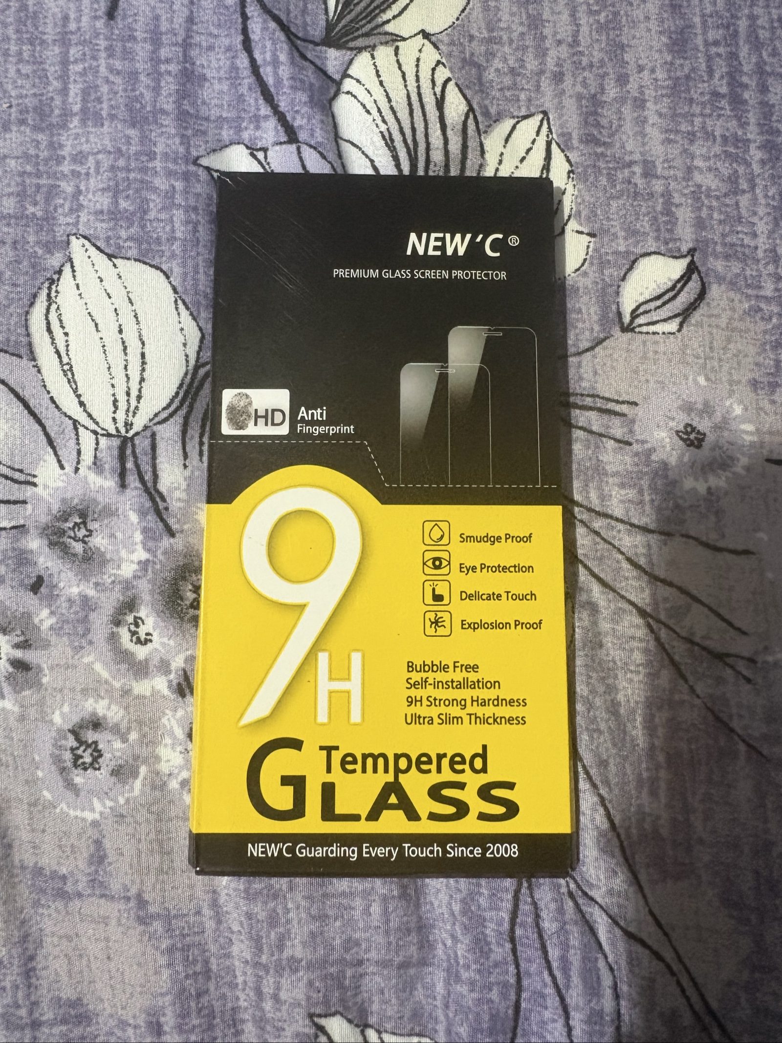 NEW'C Yellow & Black Tempered Glass Premium Screen Protector