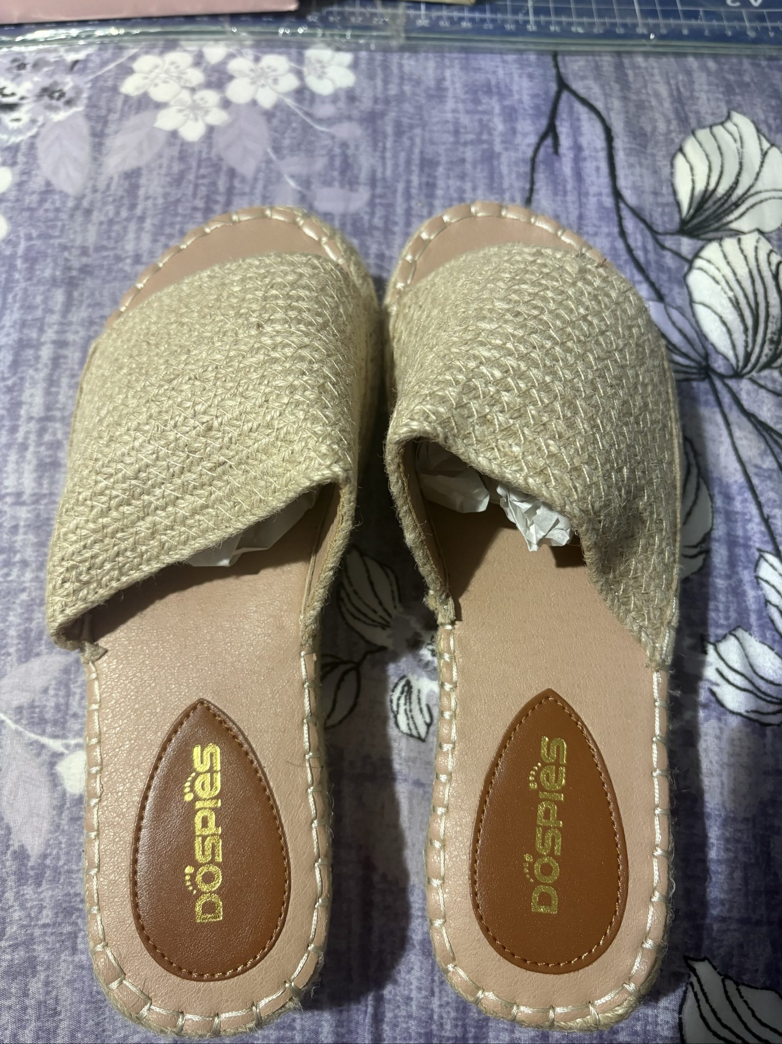 Dospies Beige Slip On Espadrille Sandals EU 38