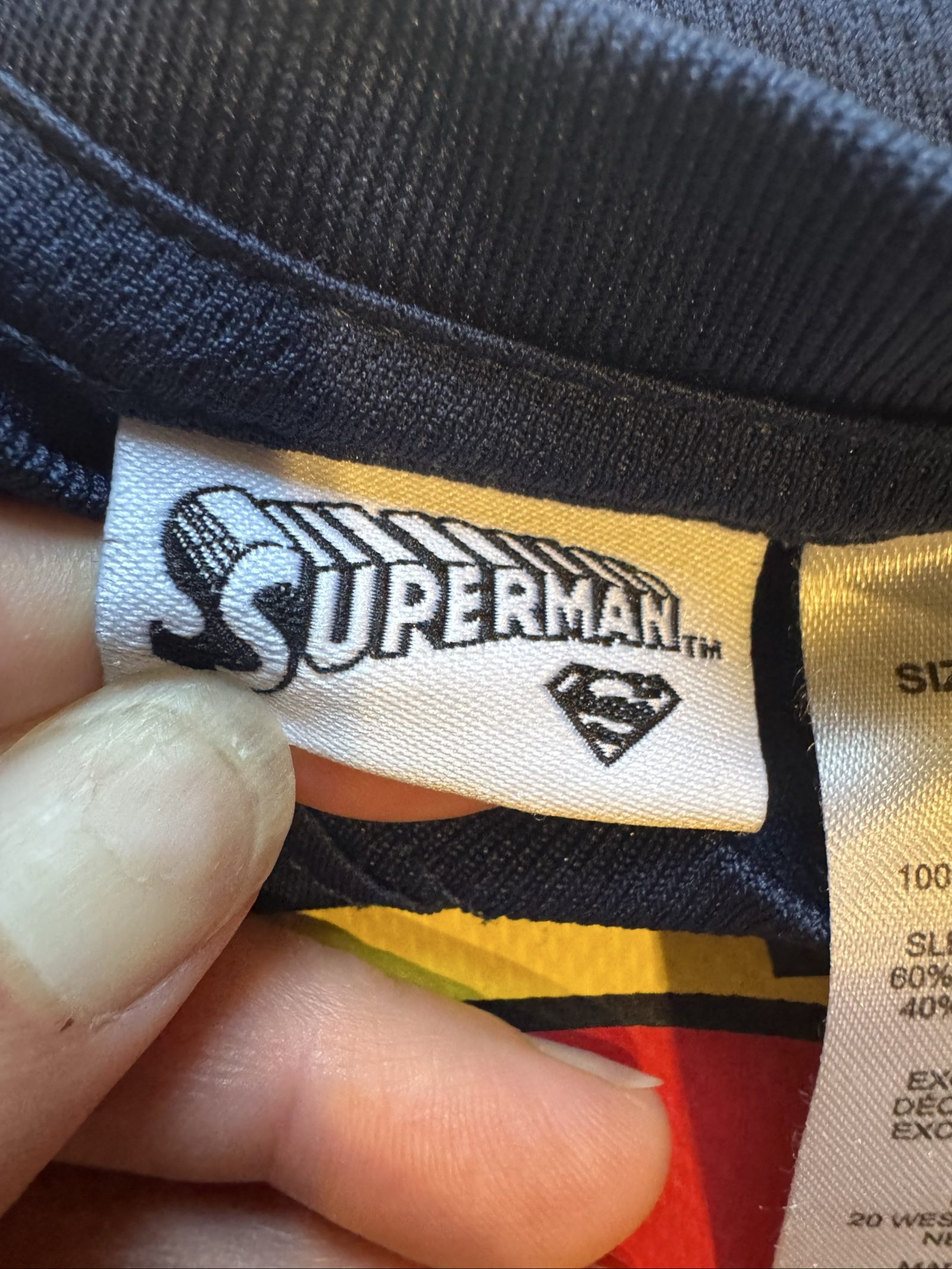 Boy’s Superman DC Comics Long Sleeve Athletic Jersey Shirt – Navy Blue Red – Size 4 image 5