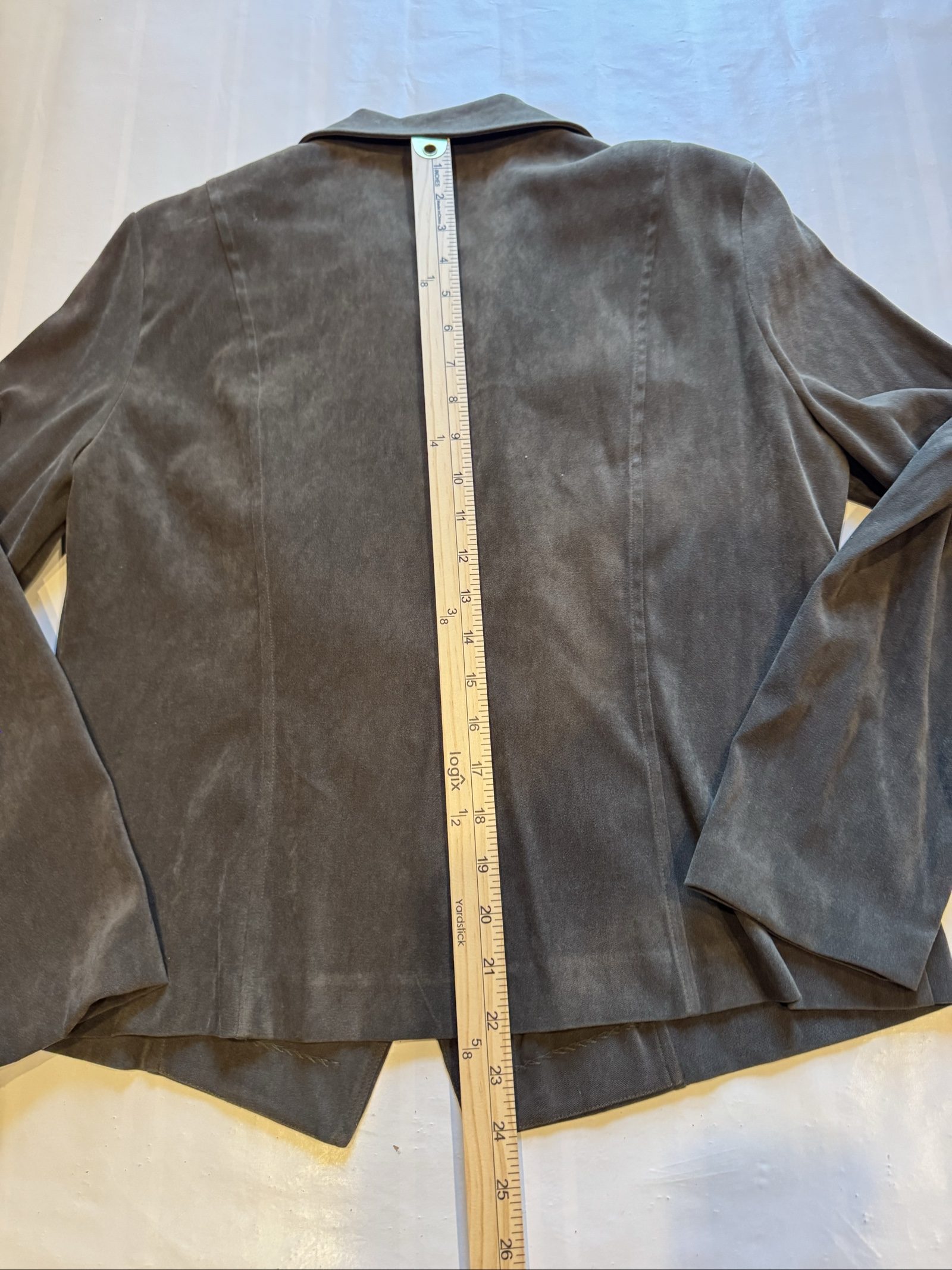 Women’s Requirements Faux Suede Button Front Blazer – Brown – Large image 4