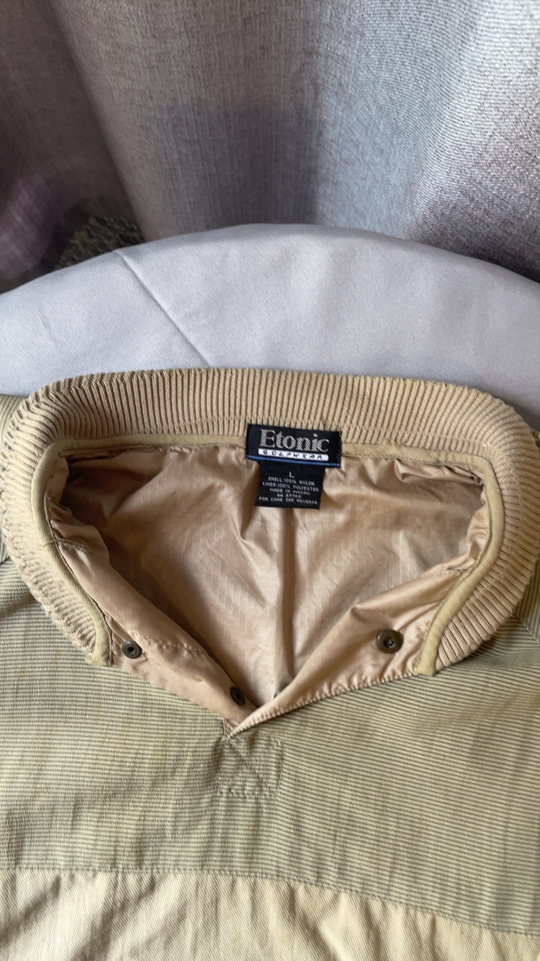 Vintage Etonic Golfwear Striped Cotton Pullover Men’s Large—Stains and Damage image 9