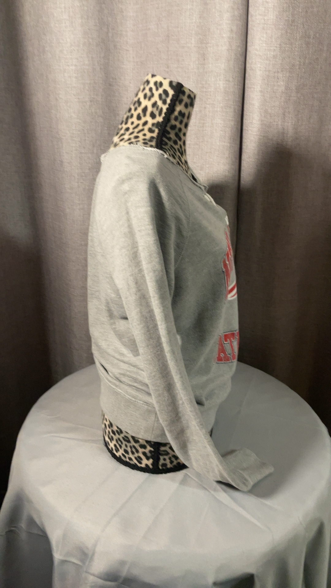 NFL Womens Grey New England Patriots Lace-Up Sweatshirt Medium image 2
