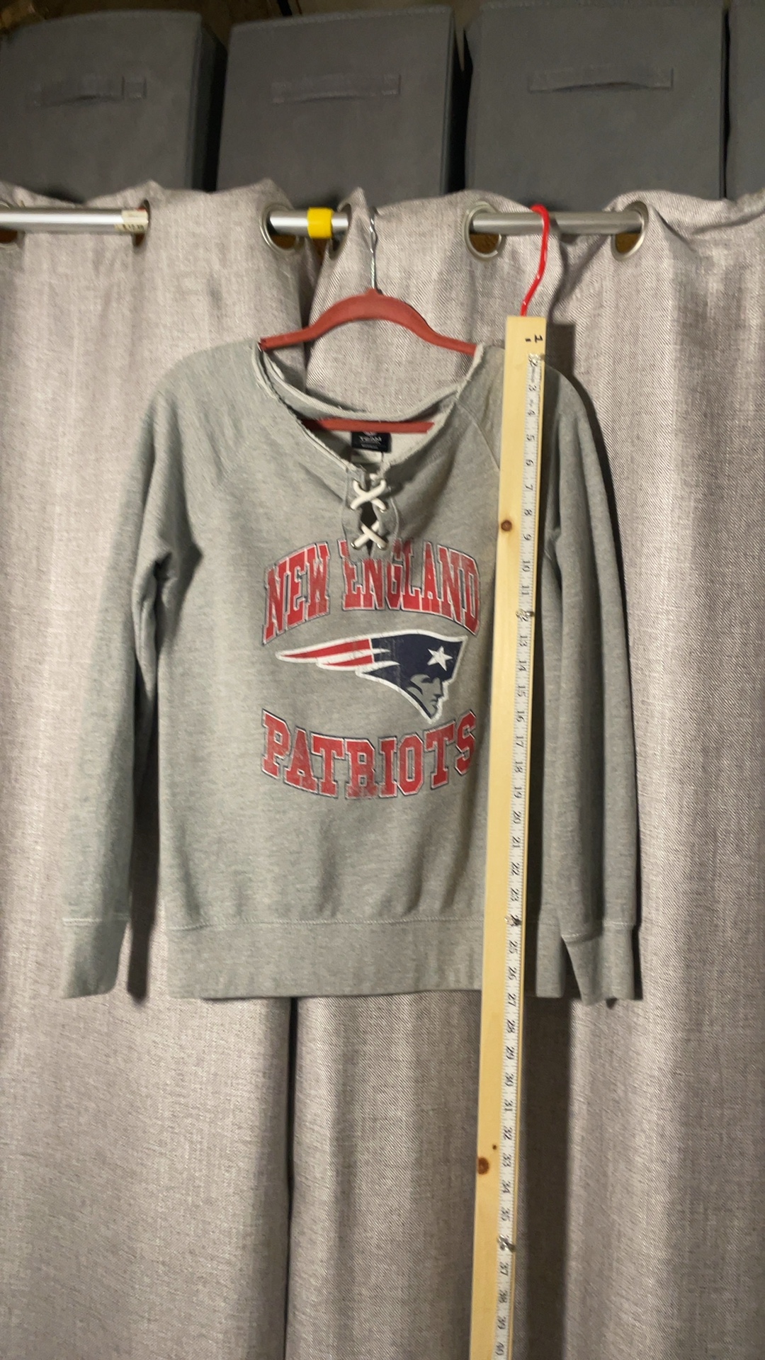 NFL Womens Grey New England Patriots Lace-Up Sweatshirt Medium image 8