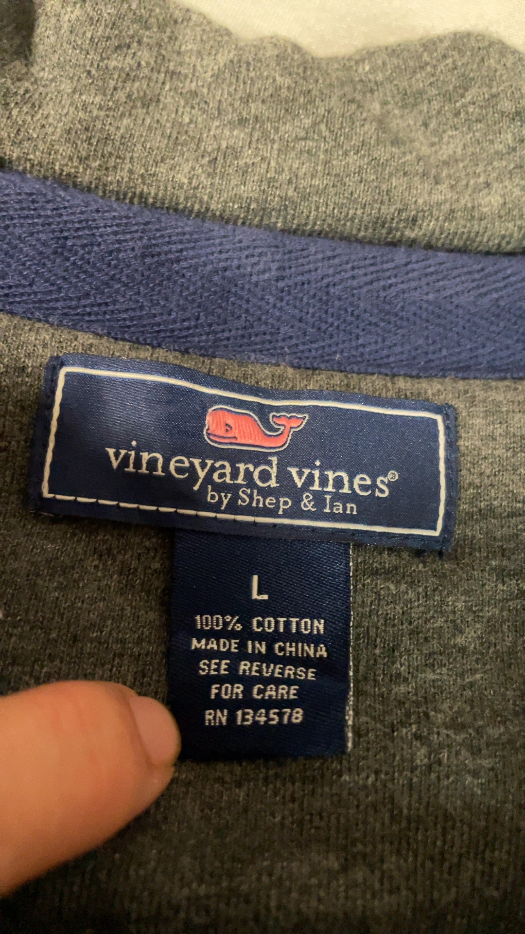 Vineyard Vines Size Large Gray & Blue Quarter-Zip image 5