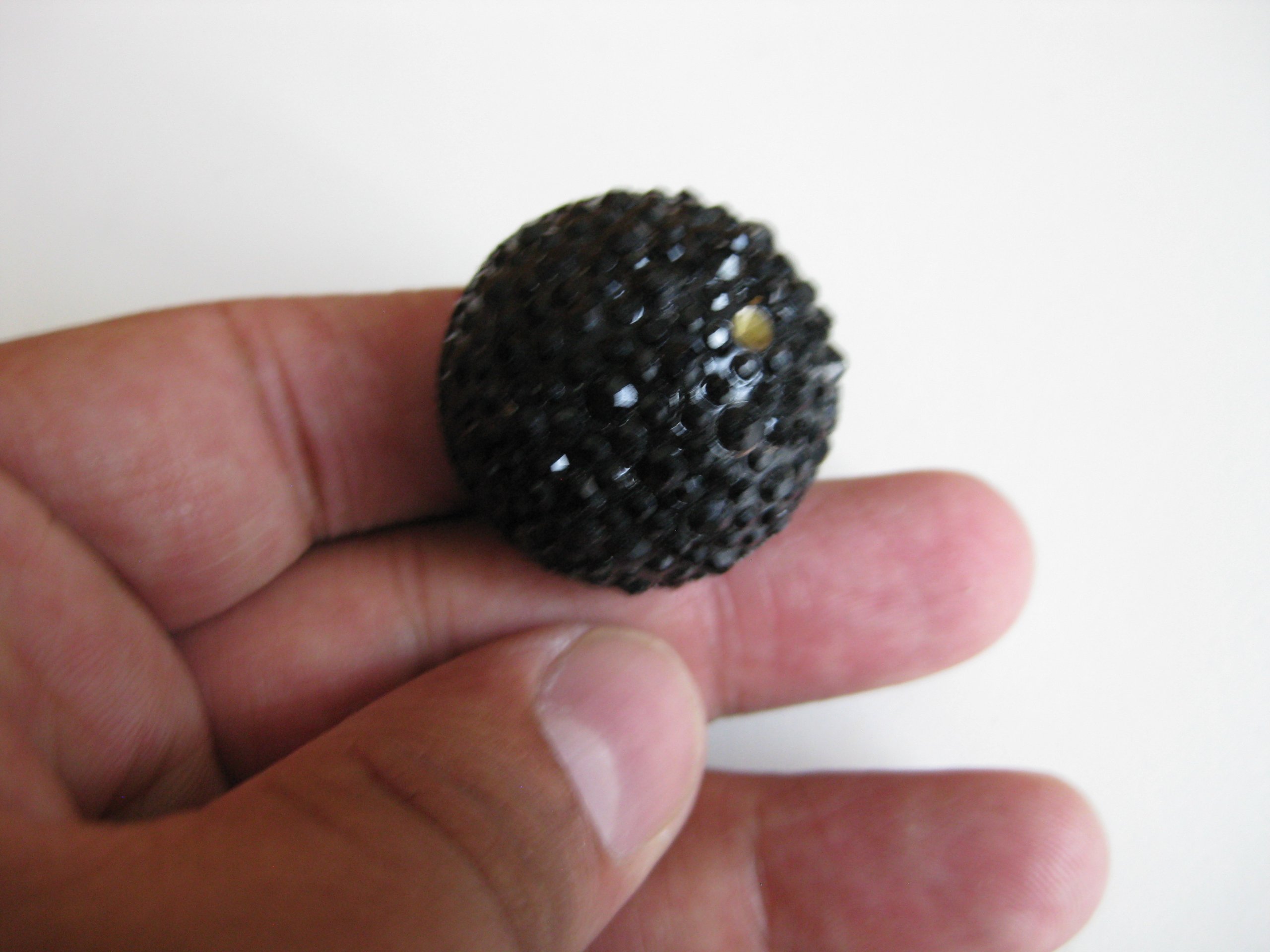Black Crystal Dome Cocktail Ring Adjustable Size