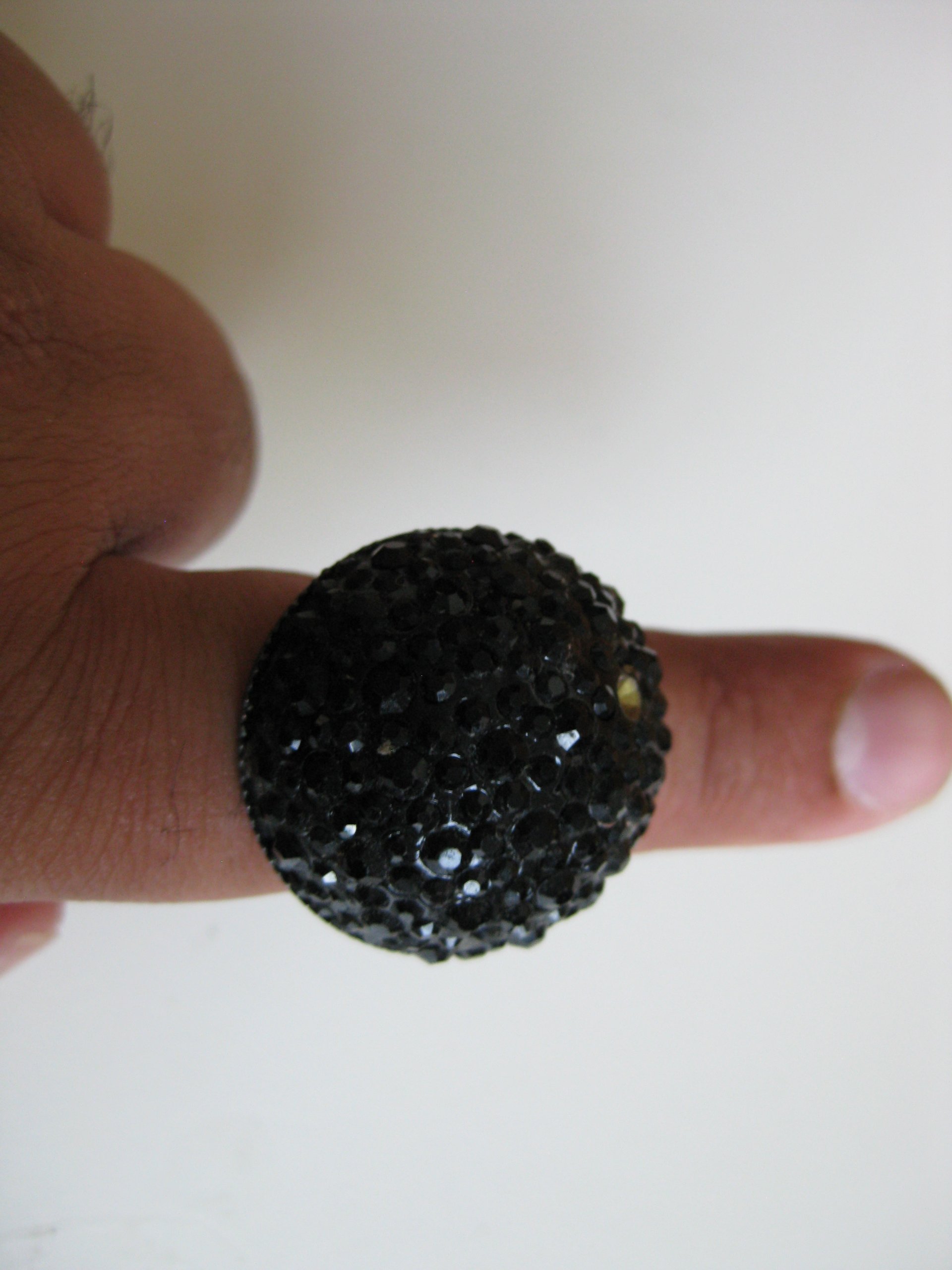 Black Crystal Dome Cocktail Ring Adjustable Size image 4