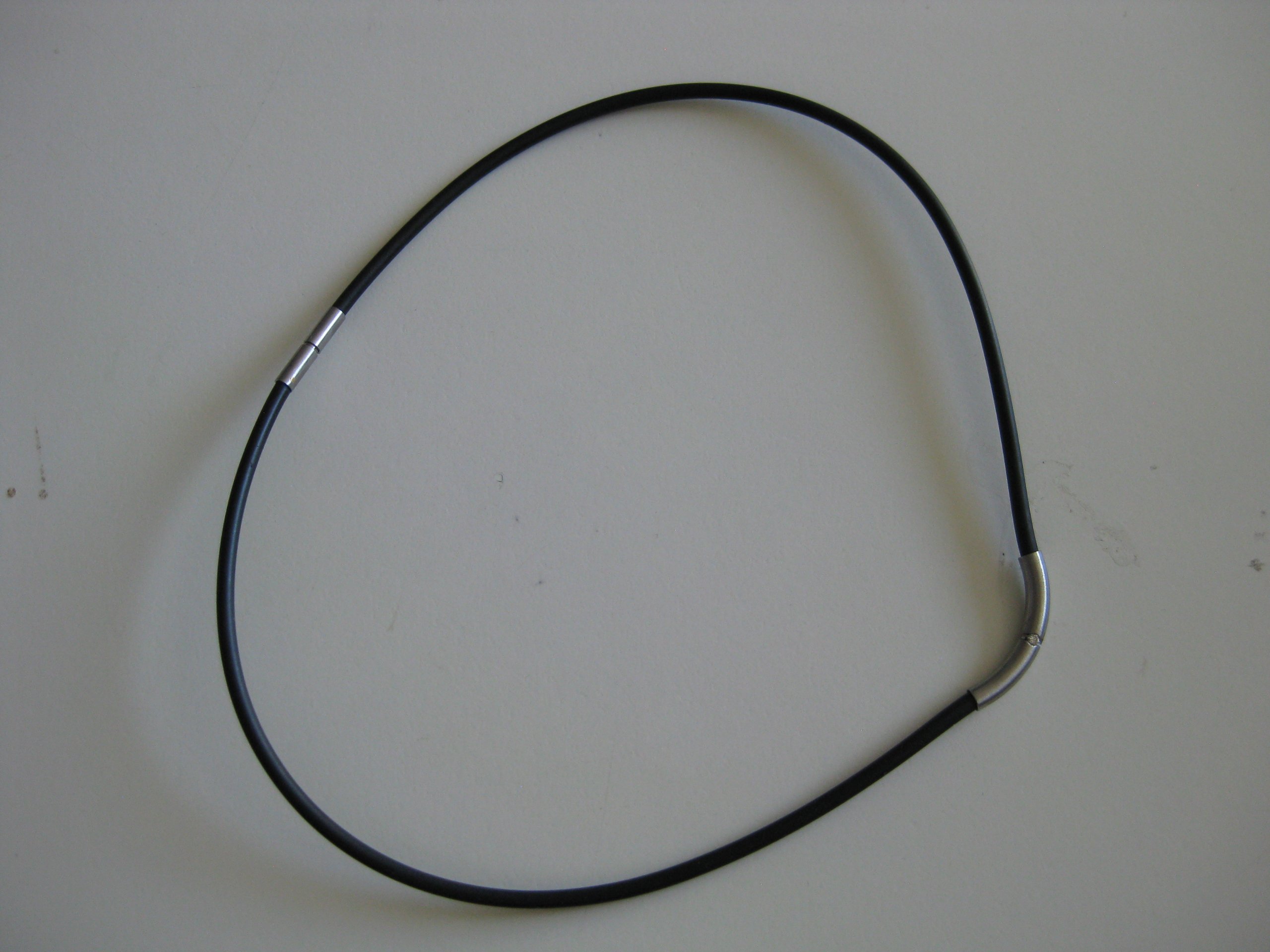 Black & Silver Rubber Cord Necklace with Metal Detail One Size image 4