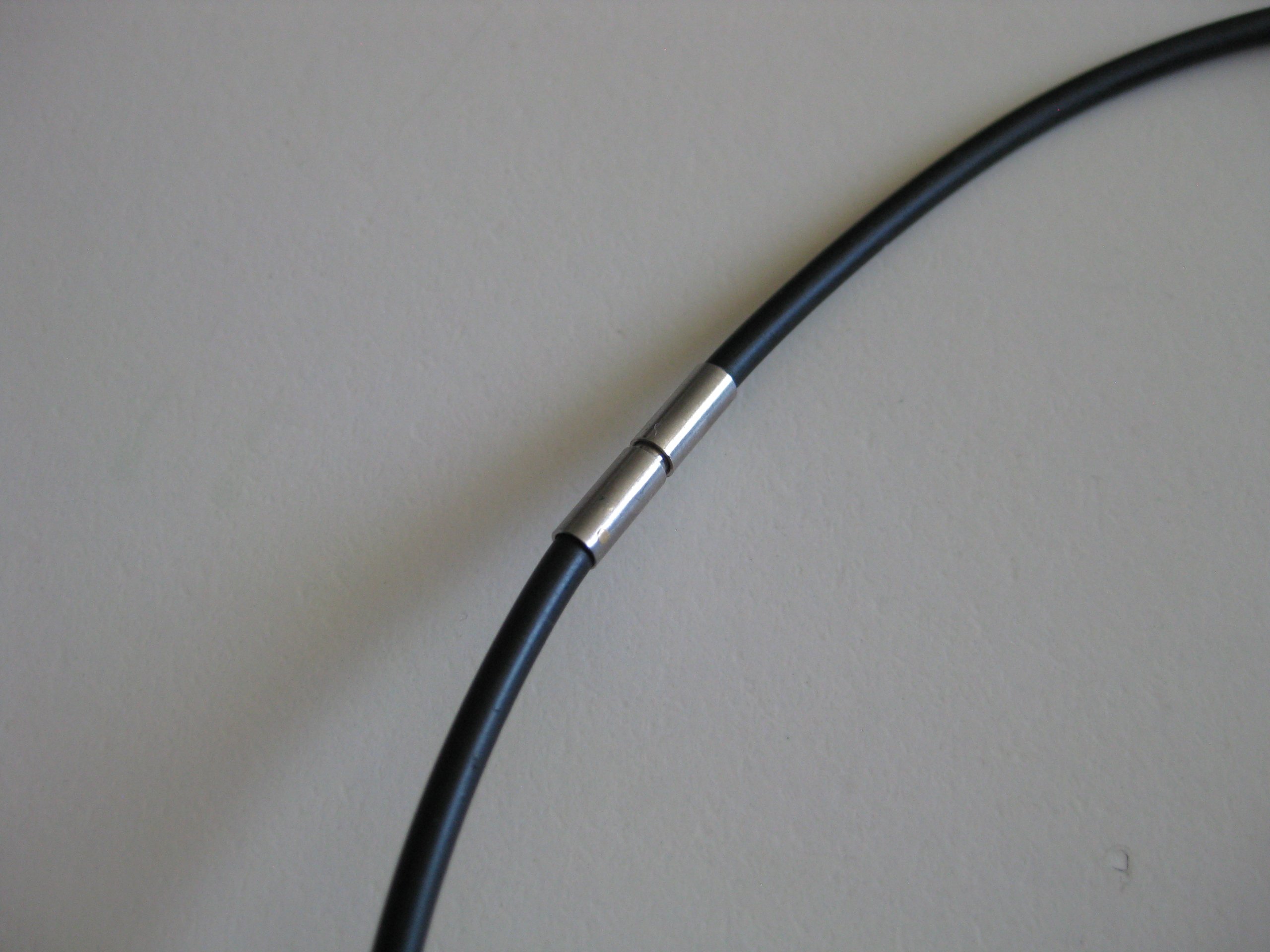 Black & Silver Rubber Cord Necklace with Metal Detail One Size image 5