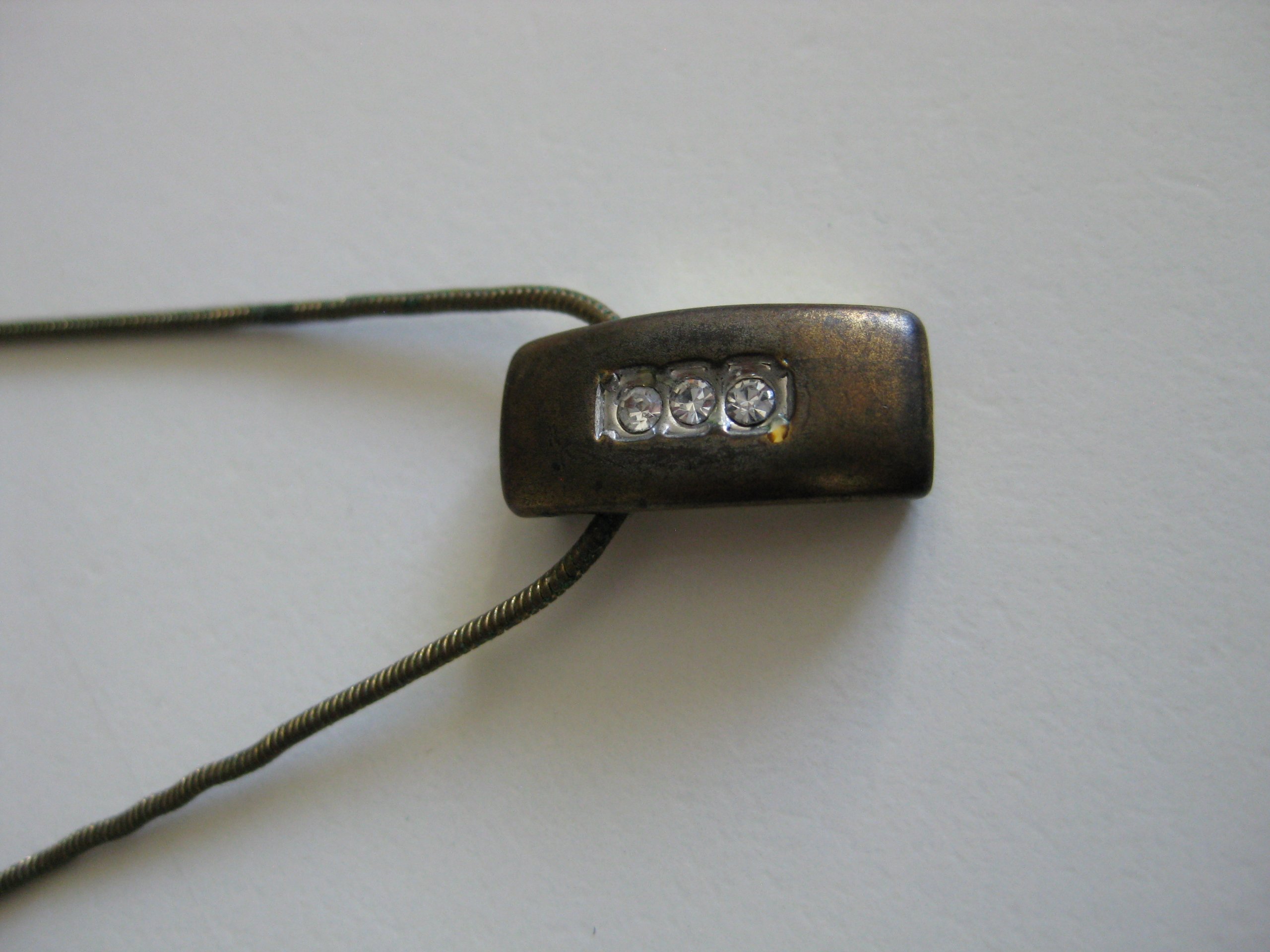 Vintage Silver Necklace with 3 Crystal Detail Unisex Jewel-Ja-3 image 2