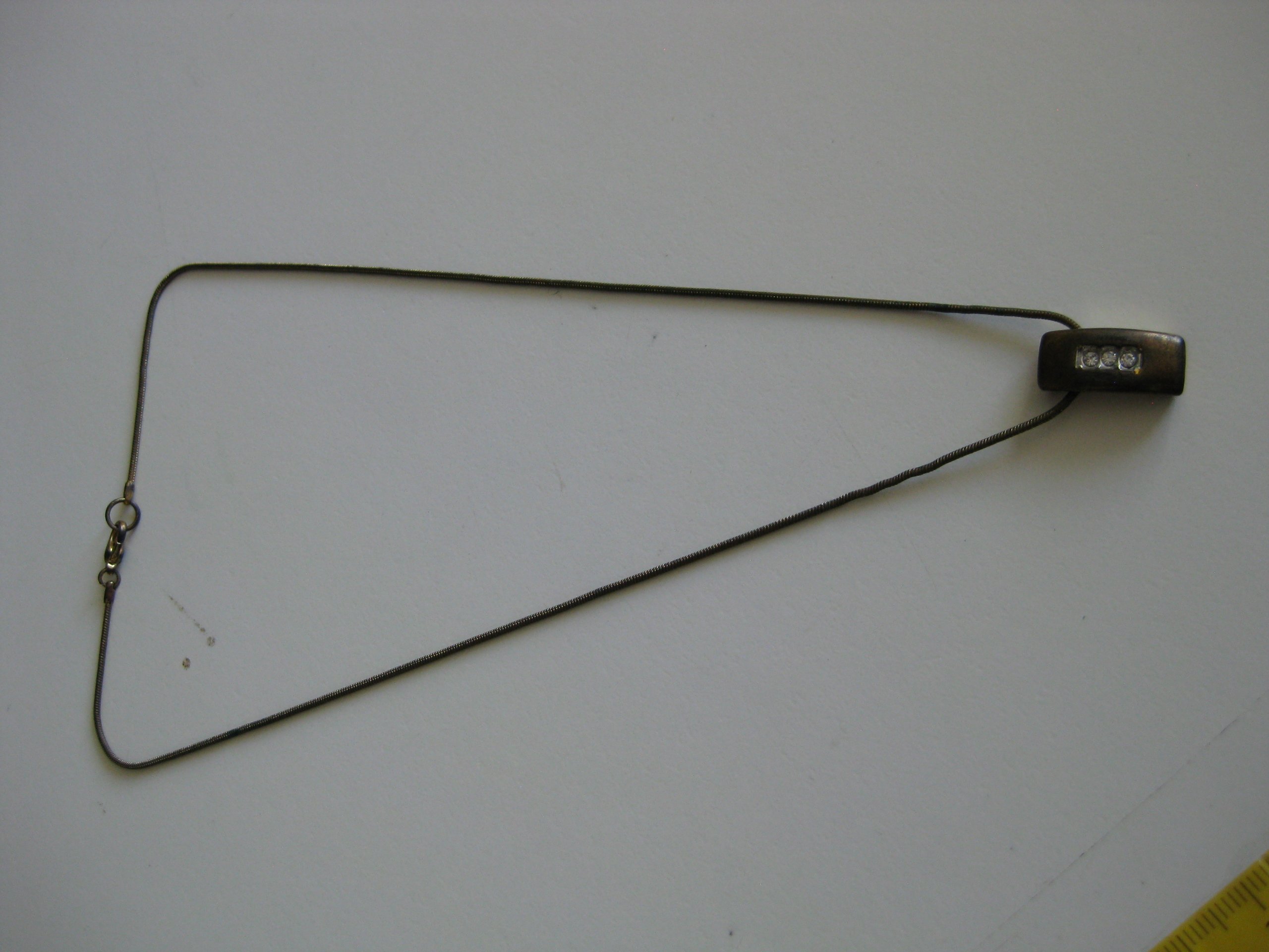 Vintage Silver Necklace with 3 Crystal Detail Unisex Jewel-Ja-3 image 3