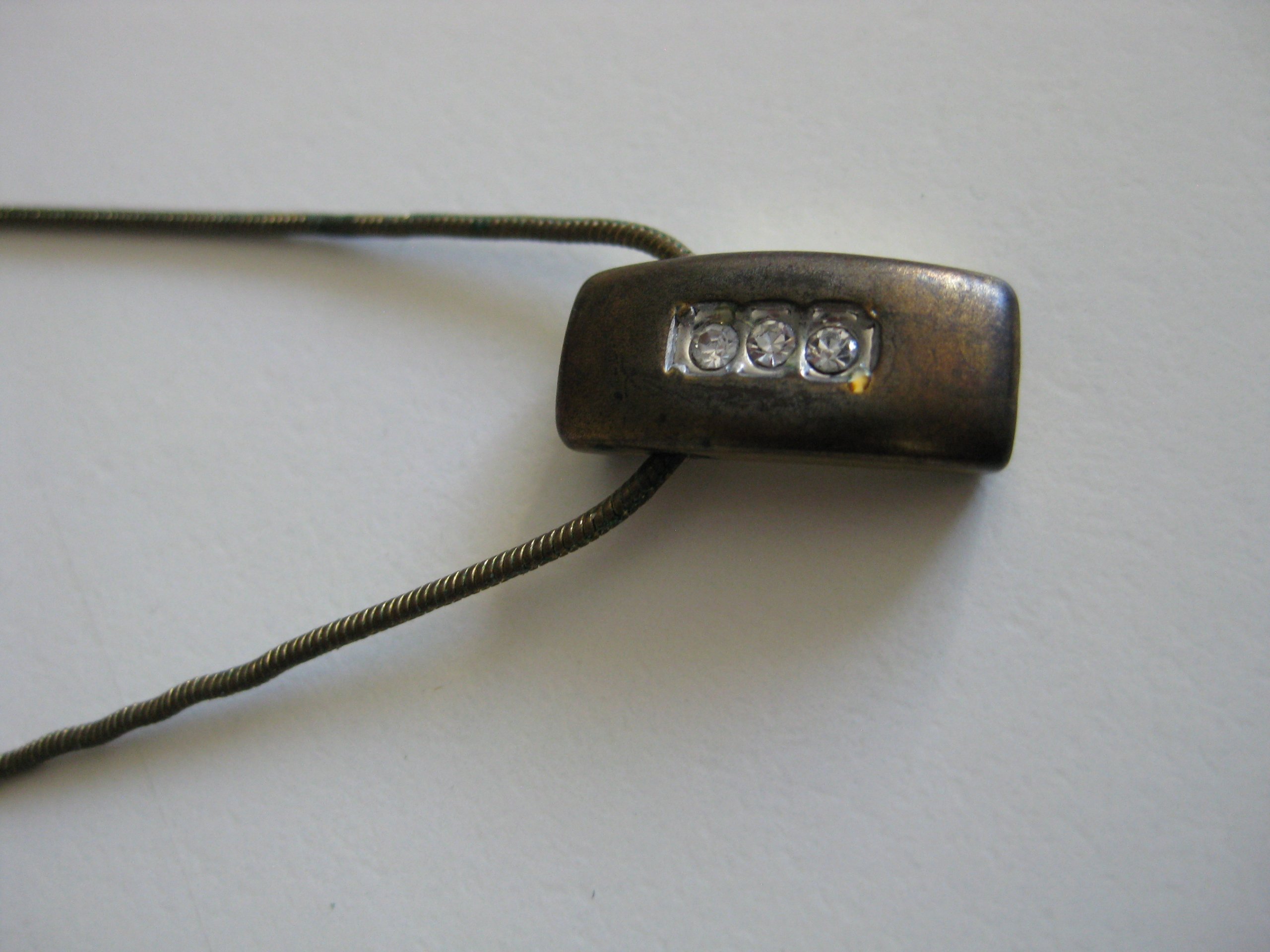 Vintage Silver Necklace with 3 Crystal Detail Unisex Jewel-Ja-3 image 4