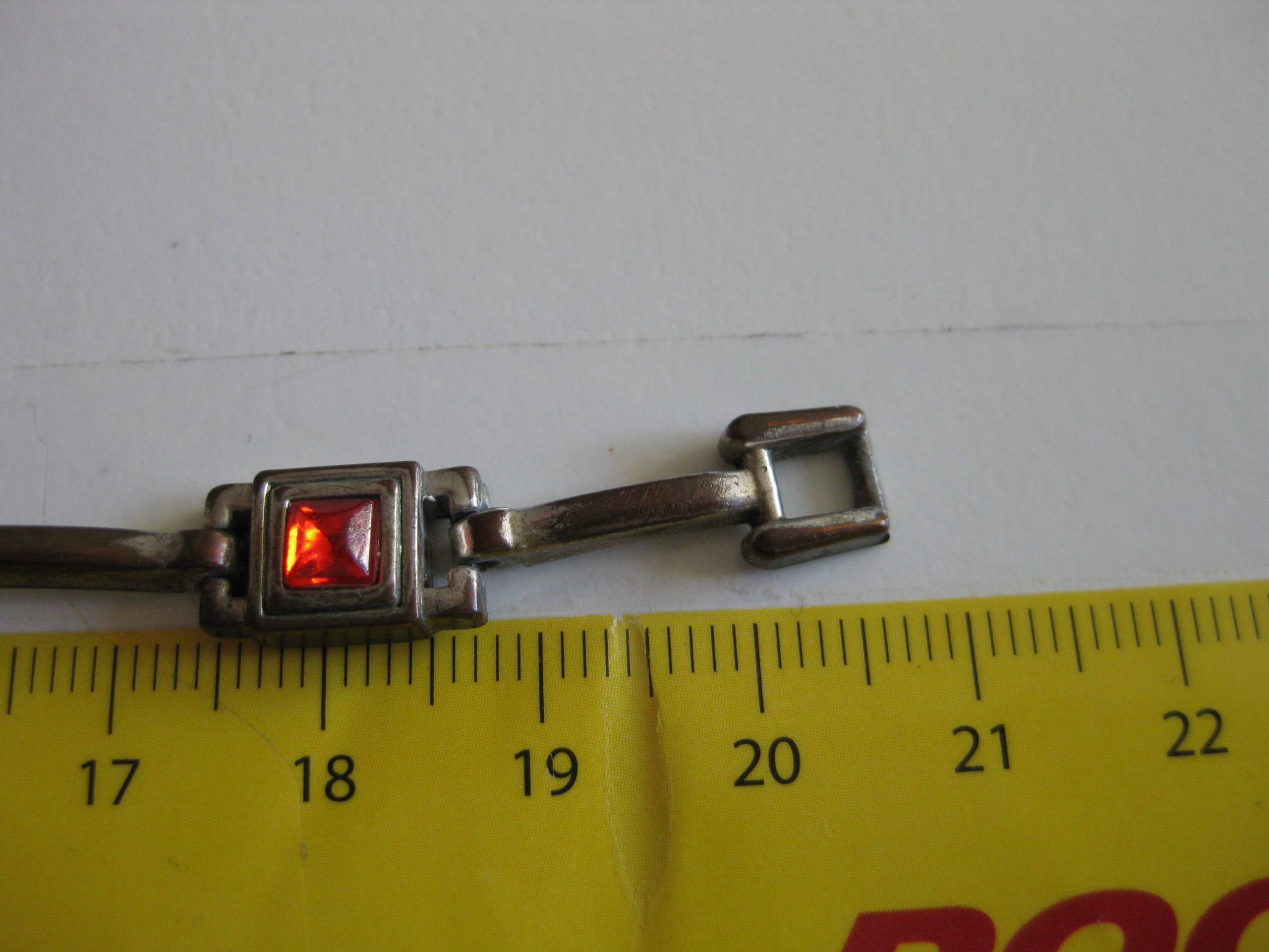Vintage Silver-tone Red Stone Bracelet Unisex Jewel-Ja-3 image 7