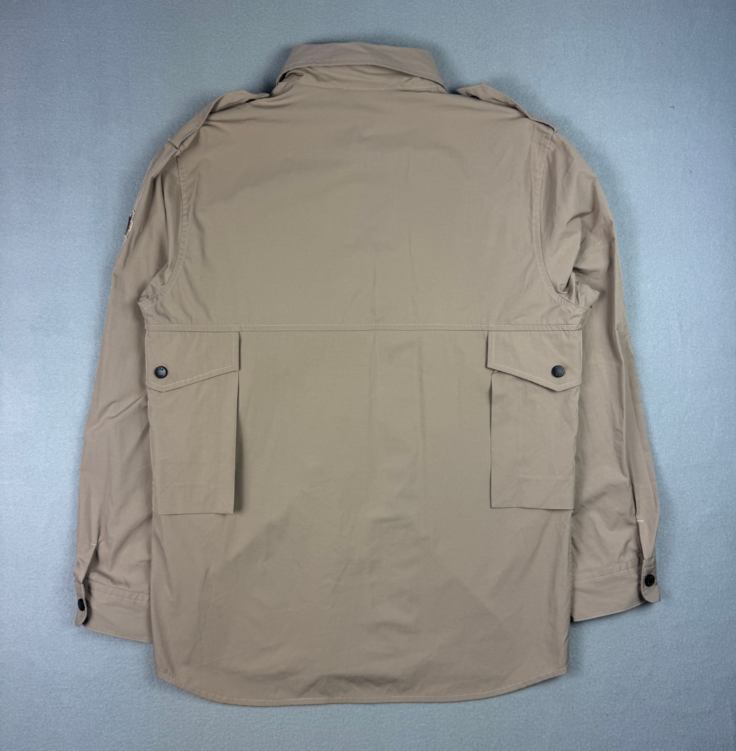 Moncler Grenoble Safari Military Multipocket Beige Utility Overshirt Jacket Size L image 2