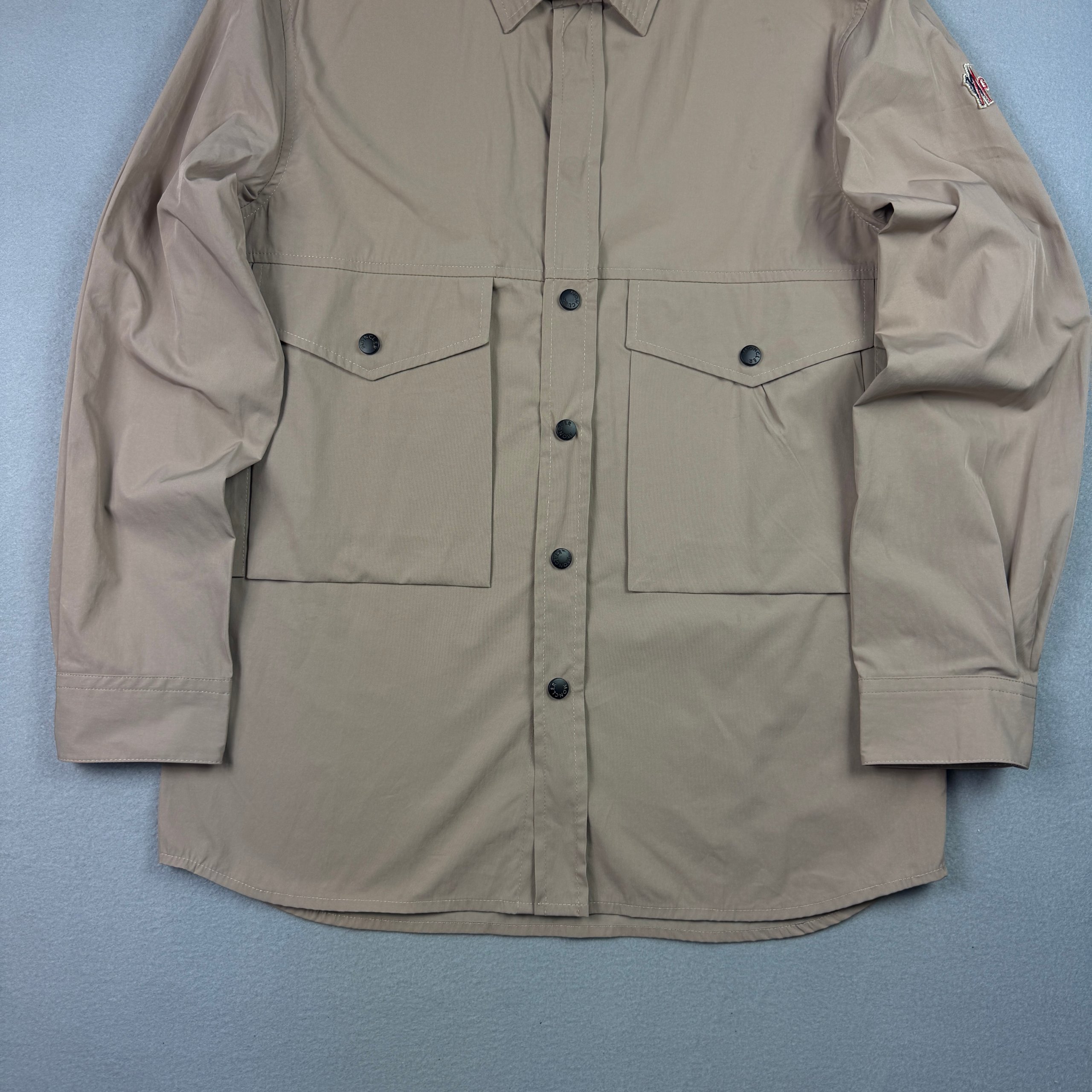 Moncler Grenoble Safari Military Multipocket Beige Utility Overshirt Jacket Size L image 4