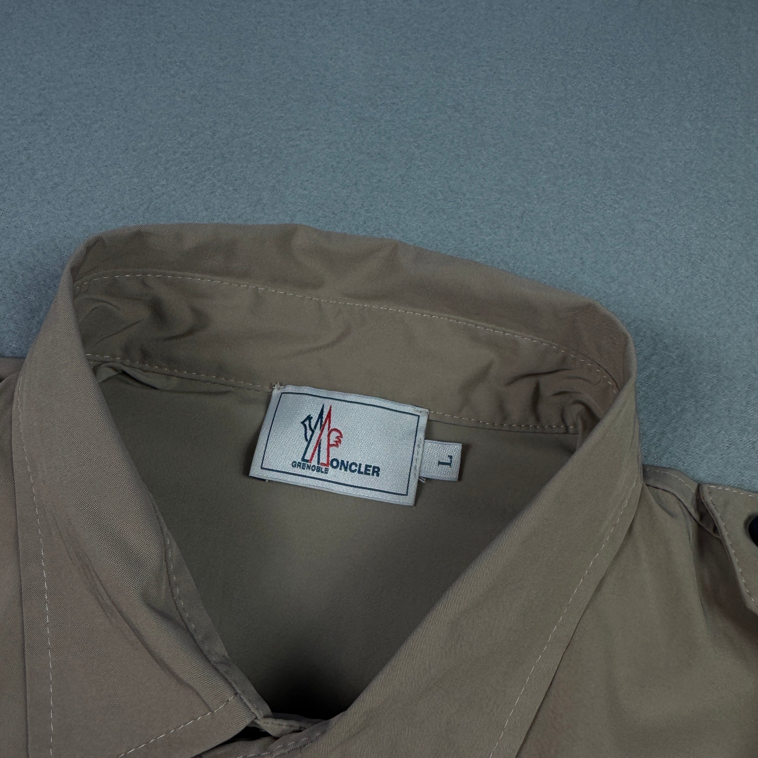 Moncler Grenoble Safari Military Multipocket Beige Utility Overshirt Jacket Size L image 6