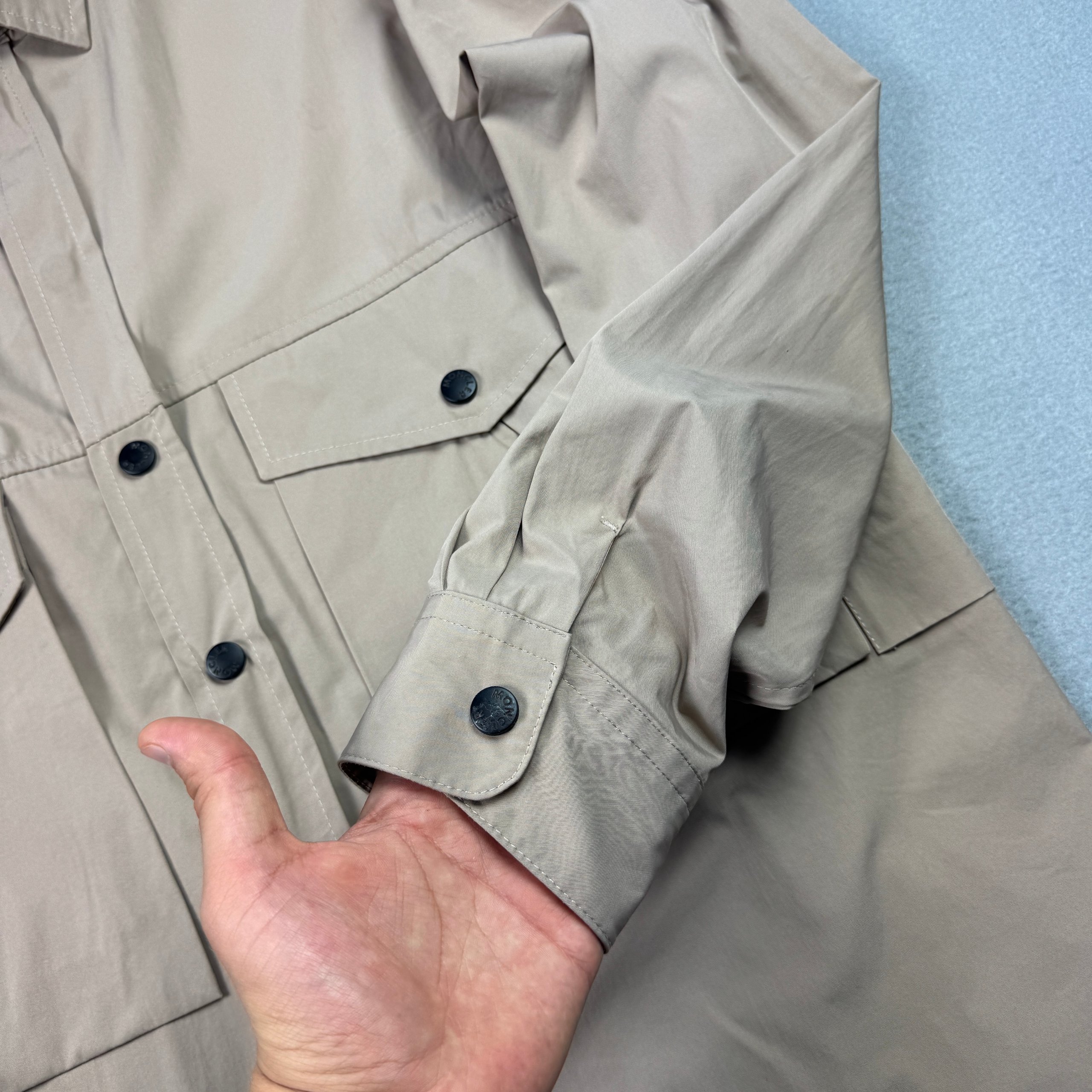 Moncler Grenoble Safari Military Multipocket Beige Utility Overshirt Jacket Size L image 9