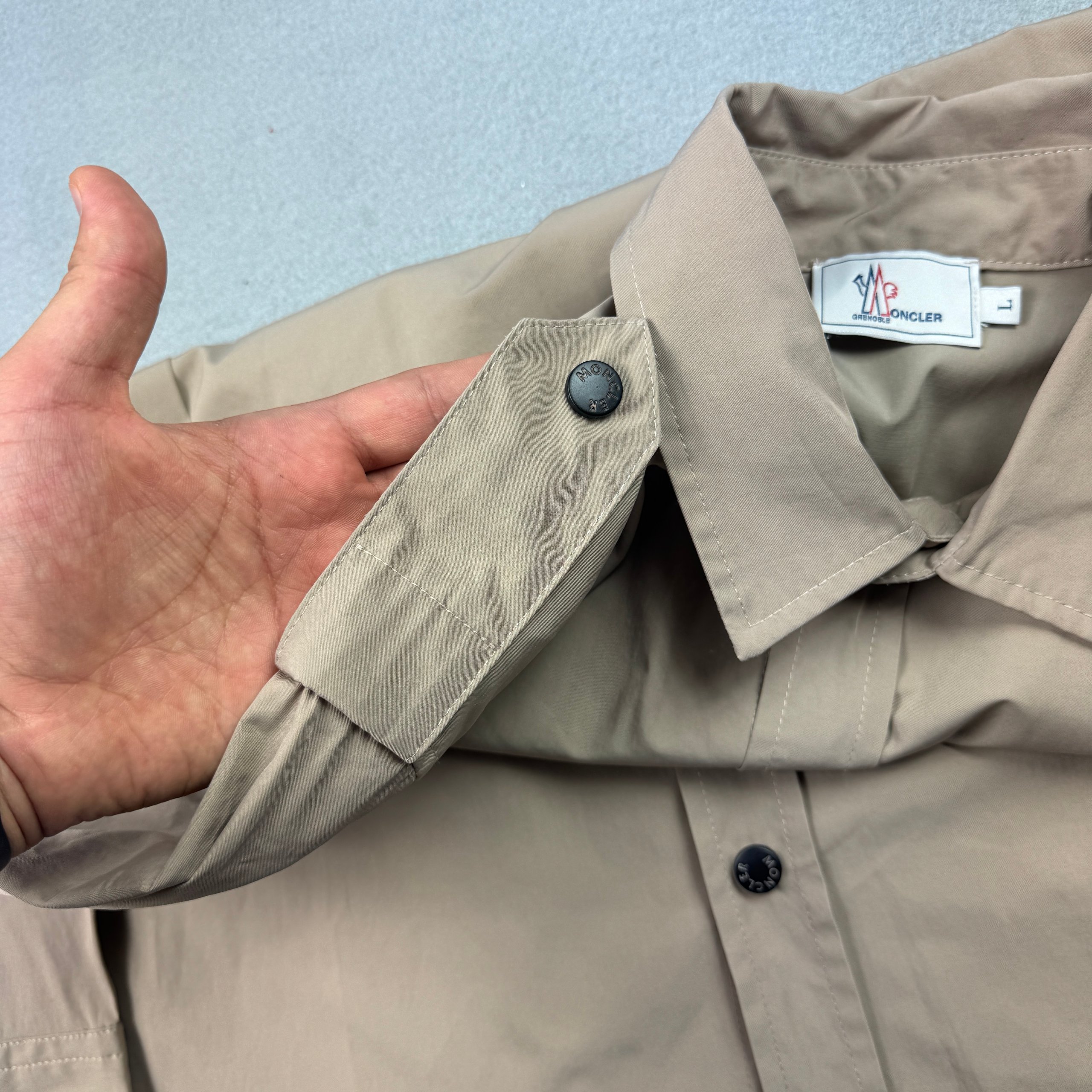 Moncler Grenoble Safari Military Multipocket Beige Utility Overshirt Jacket Size L image 10