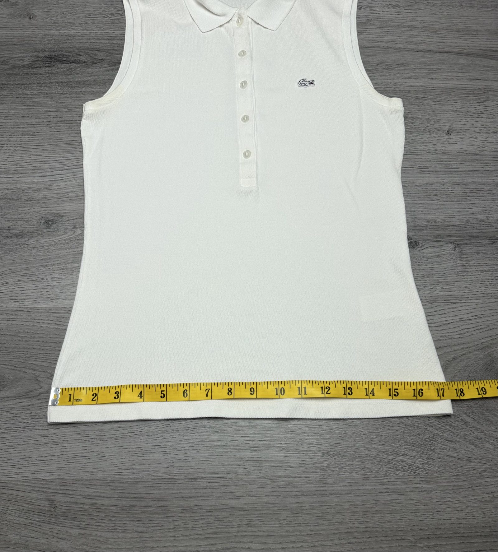 Lacoste Women White Sleeveless Polo Shirt Size 36 Cotton (1703) image 3
