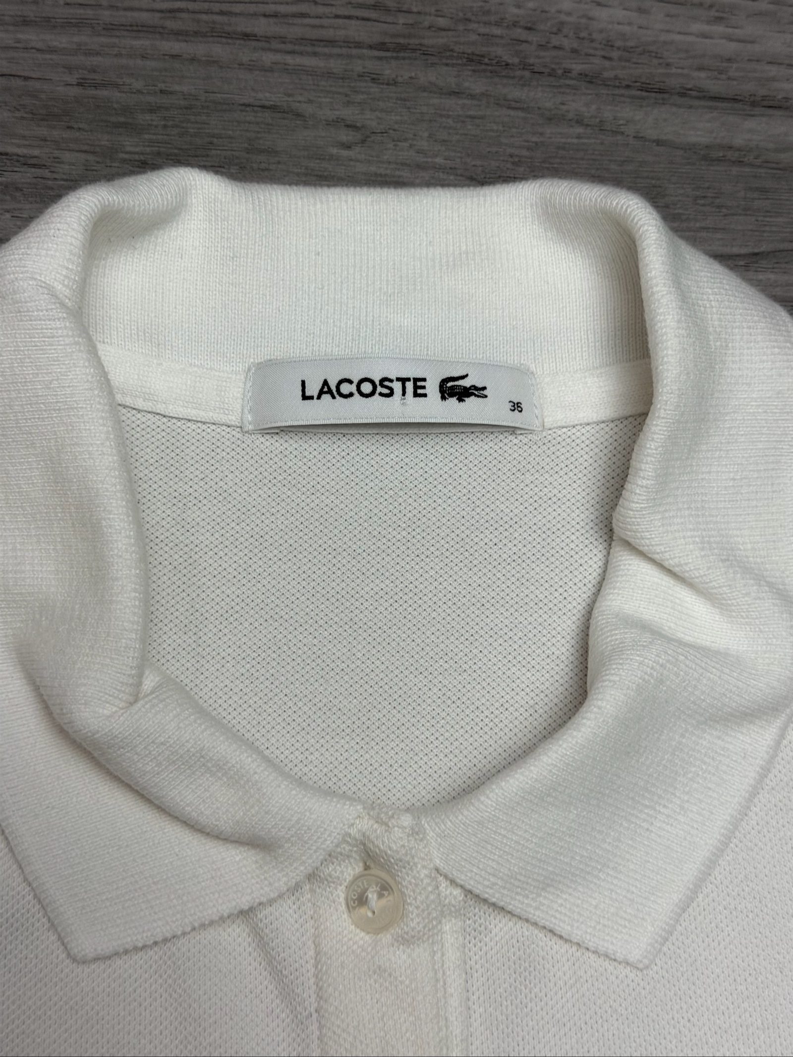 Lacoste Women White Sleeveless Polo Shirt Size 36 Cotton (1703) image 5