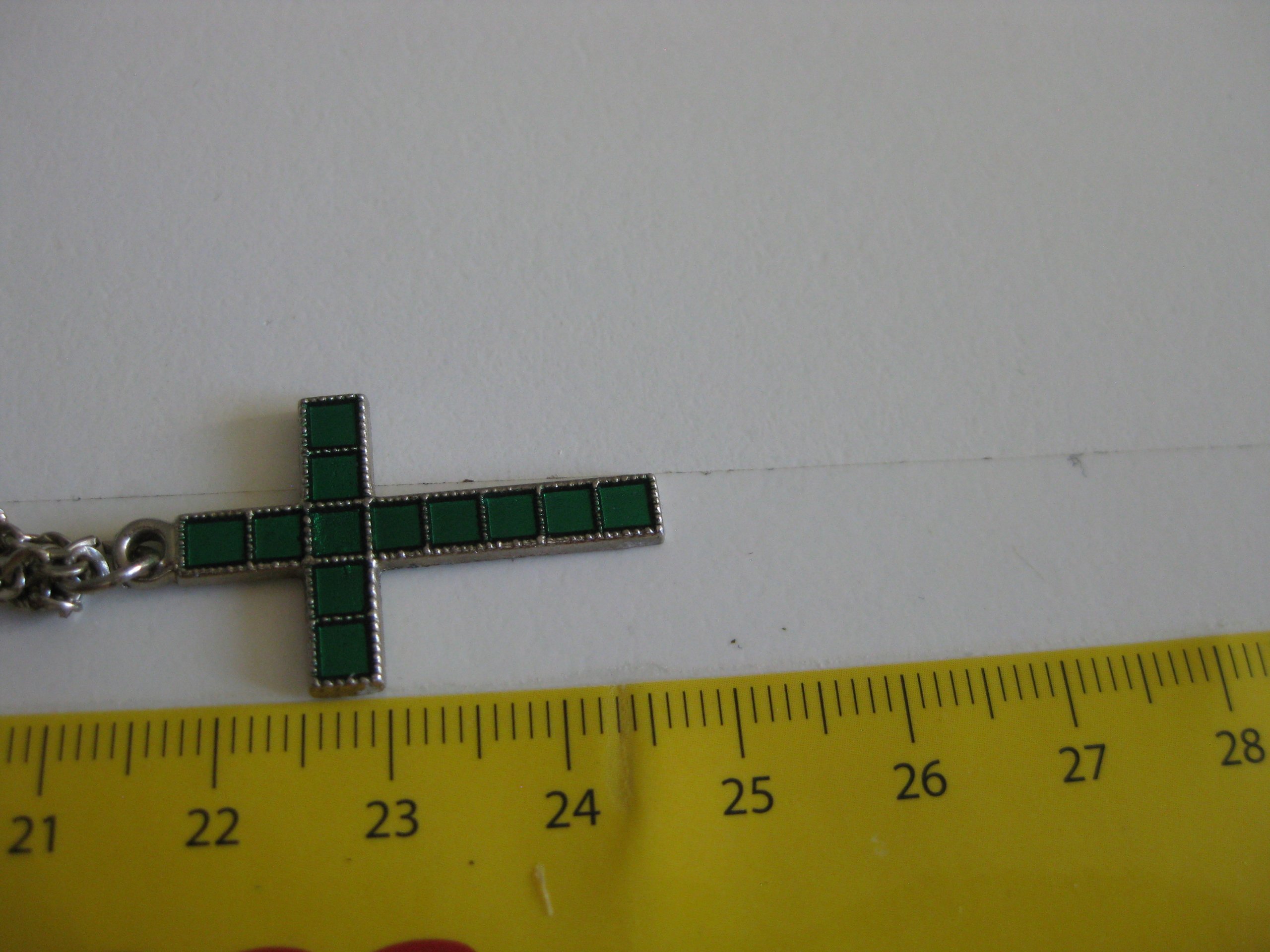 Silver & Green Cross Pendant Necklace Unisex Jewel-Ja-3 image 10