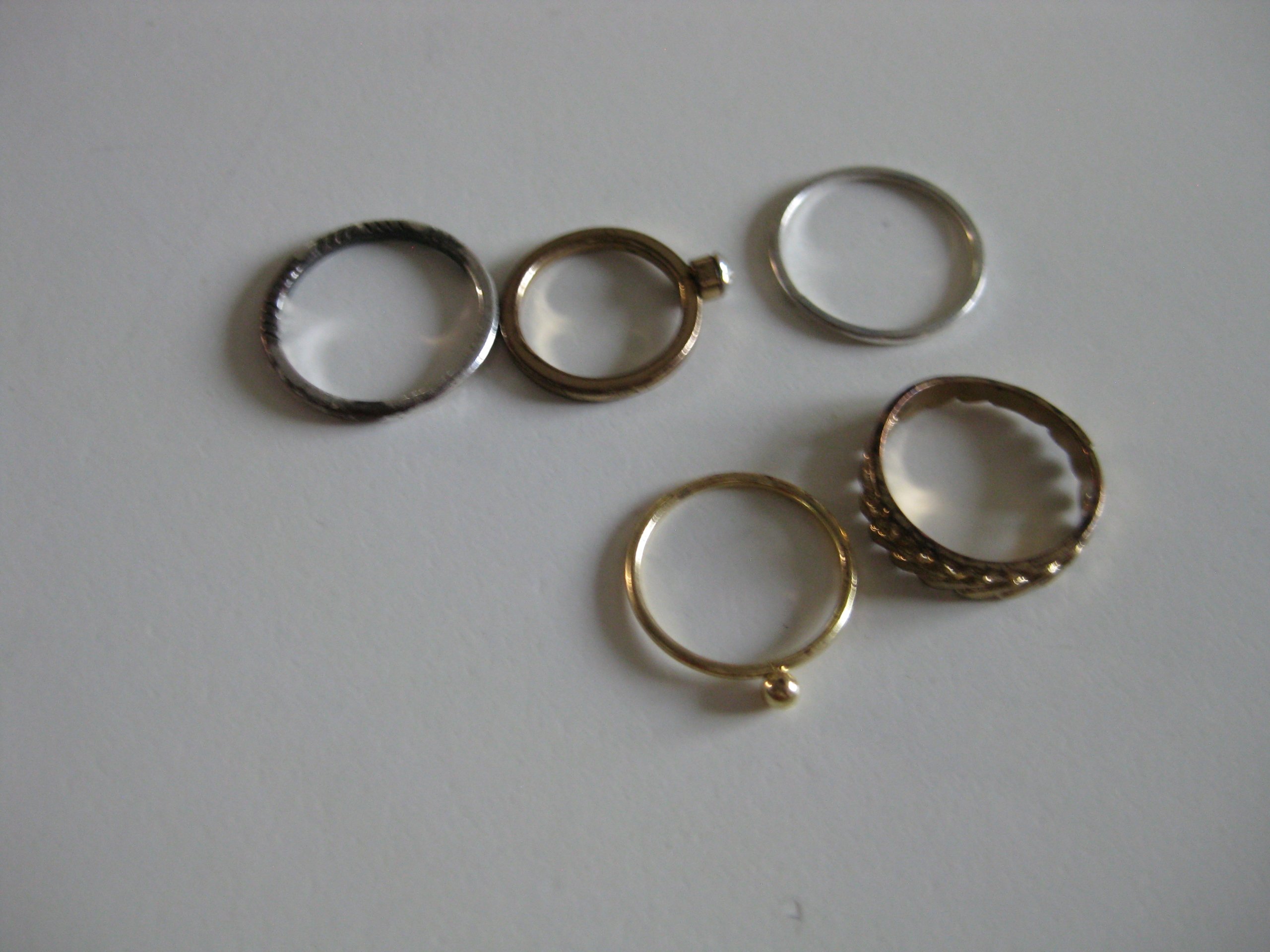 Mixed Metal Rings Set with Textured and Smooth Bands Jewel-Ja-4