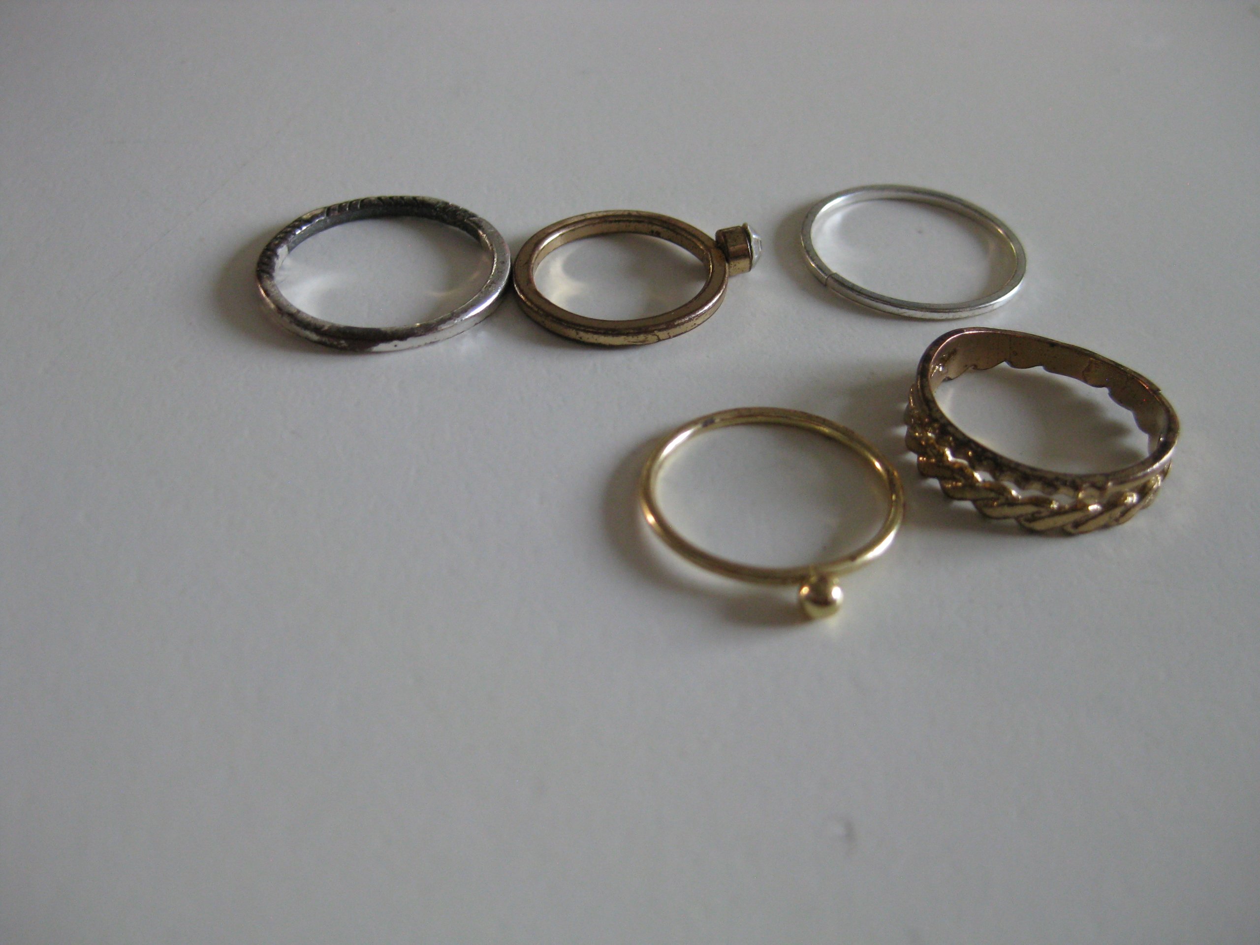 Mixed Metal Rings Set with Textured and Smooth Bands Jewel-Ja-4 image 2