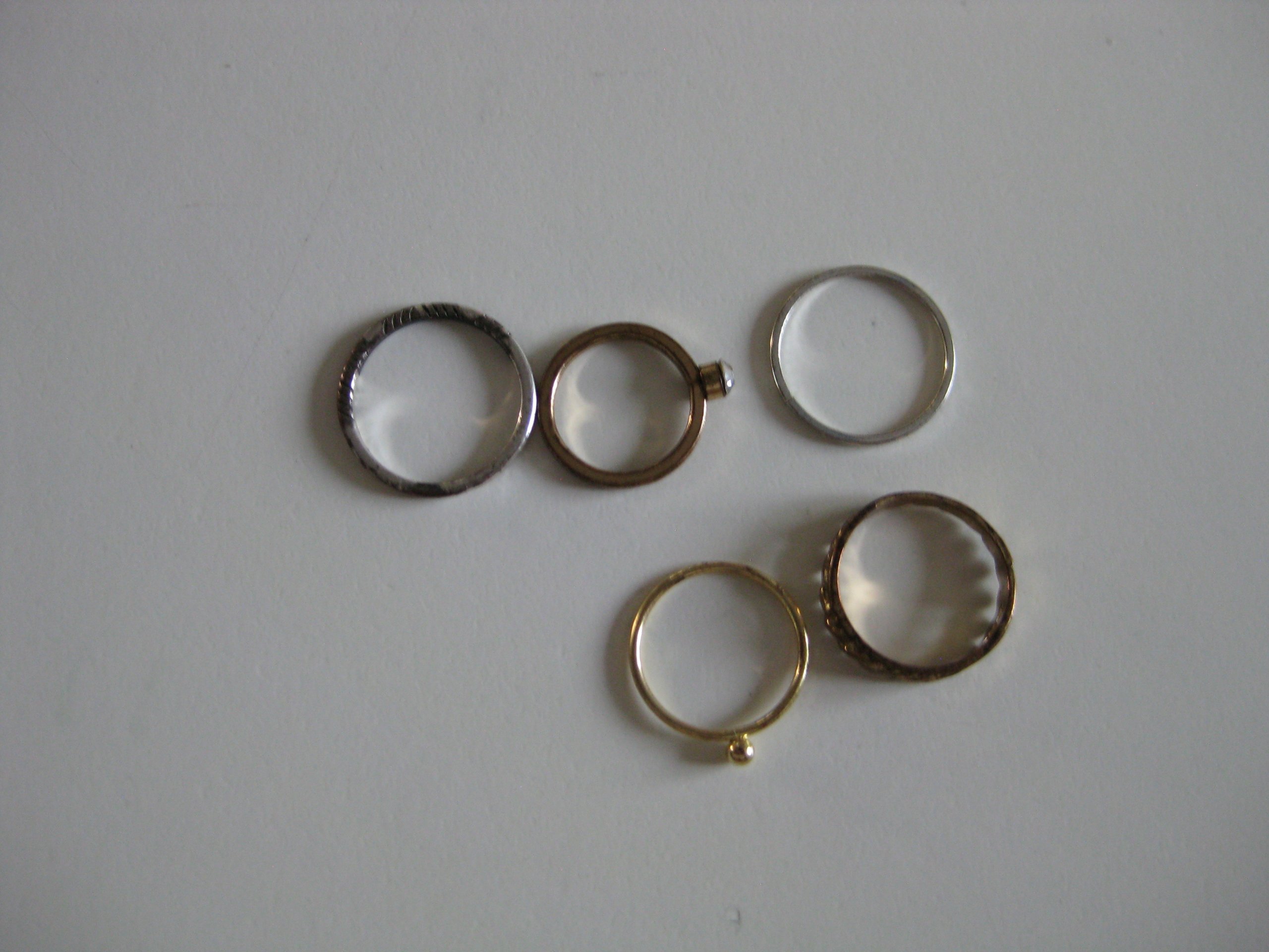 Mixed Metal Rings Set with Textured and Smooth Bands Jewel-Ja-4 image 3