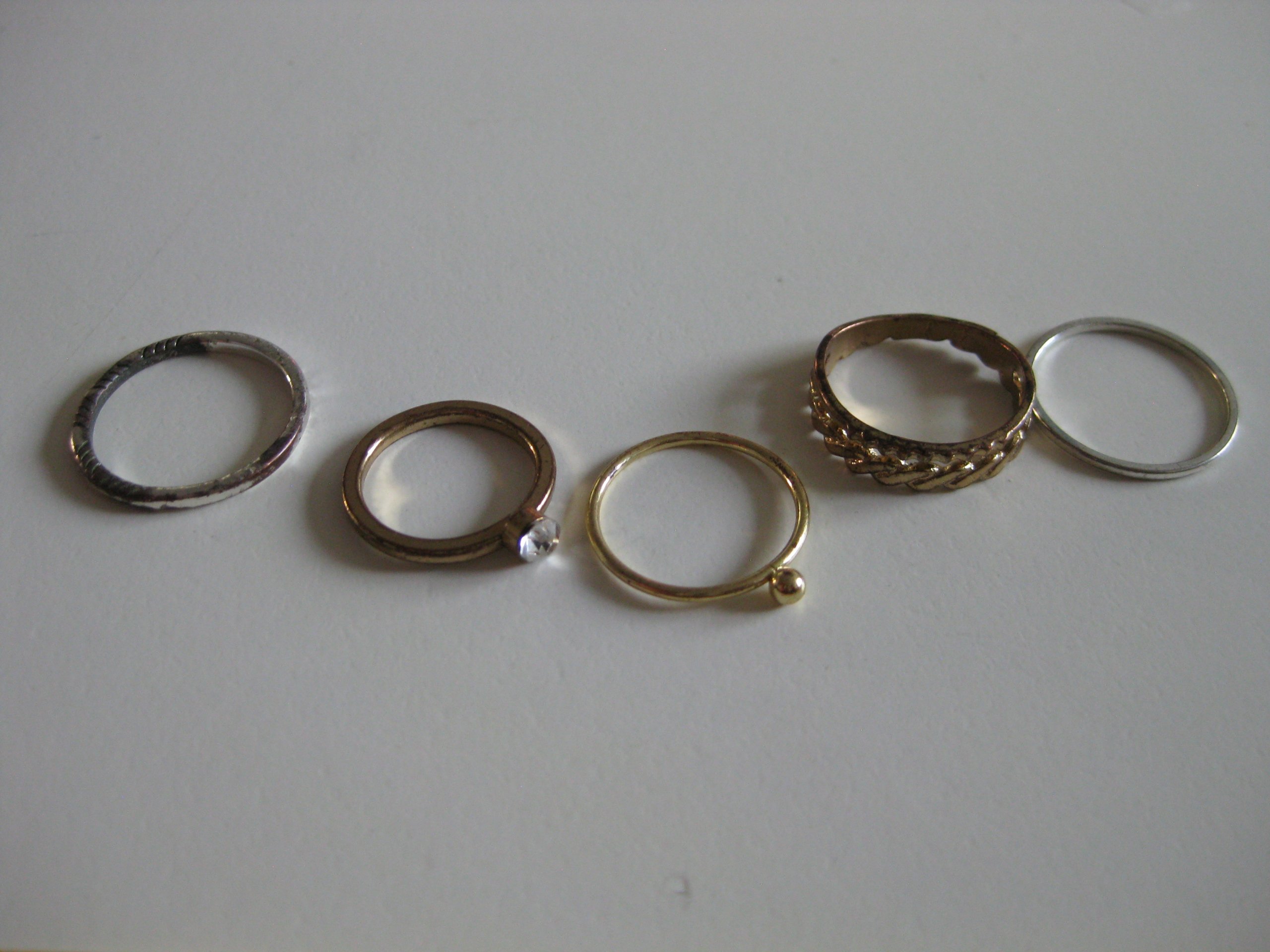 Mixed Metal Rings Set with Textured and Smooth Bands Jewel-Ja-4 image 7