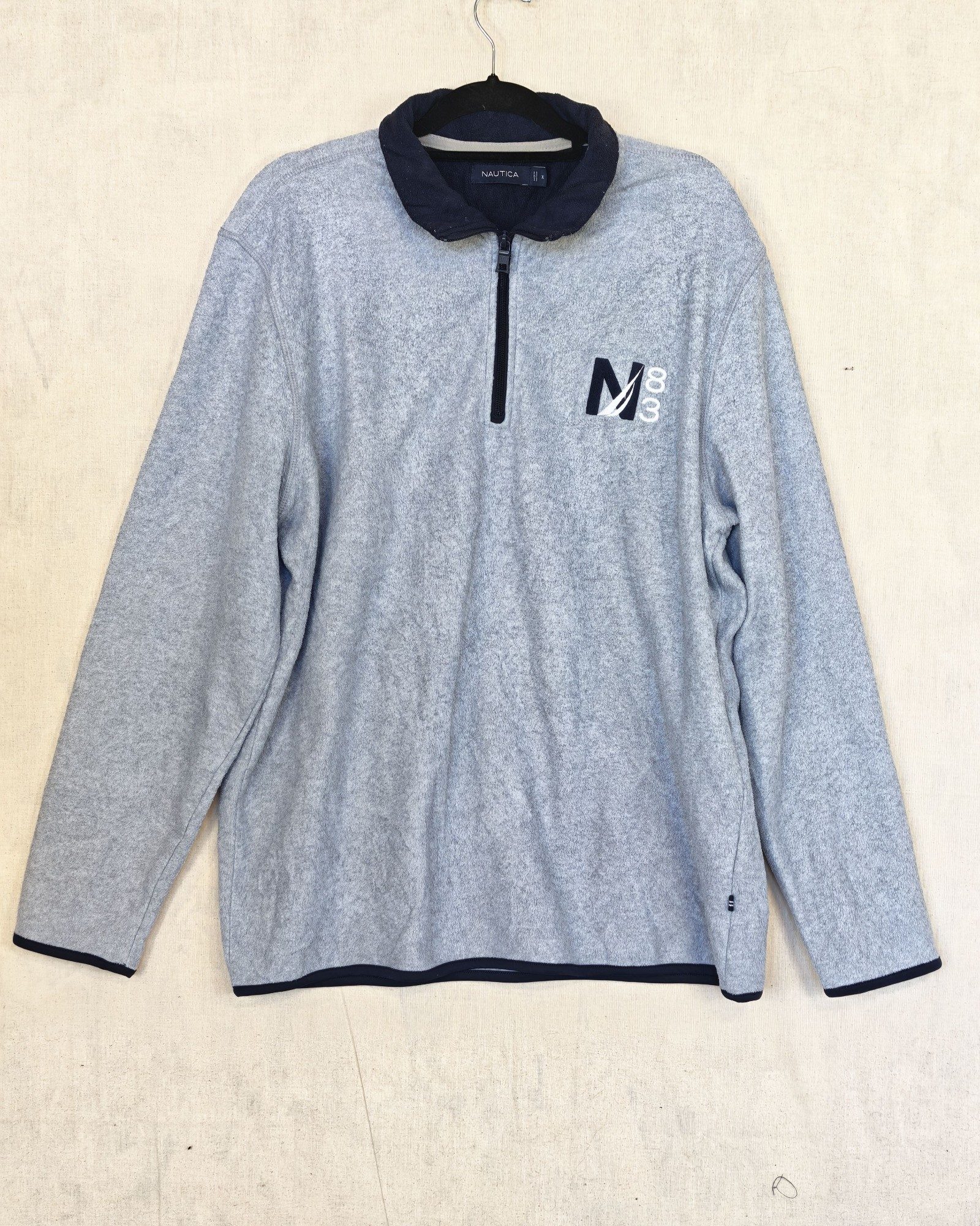 Nautica Grey & Navy Half Zip Fleece Jumper XL Sailing Gorpcore Streetwear