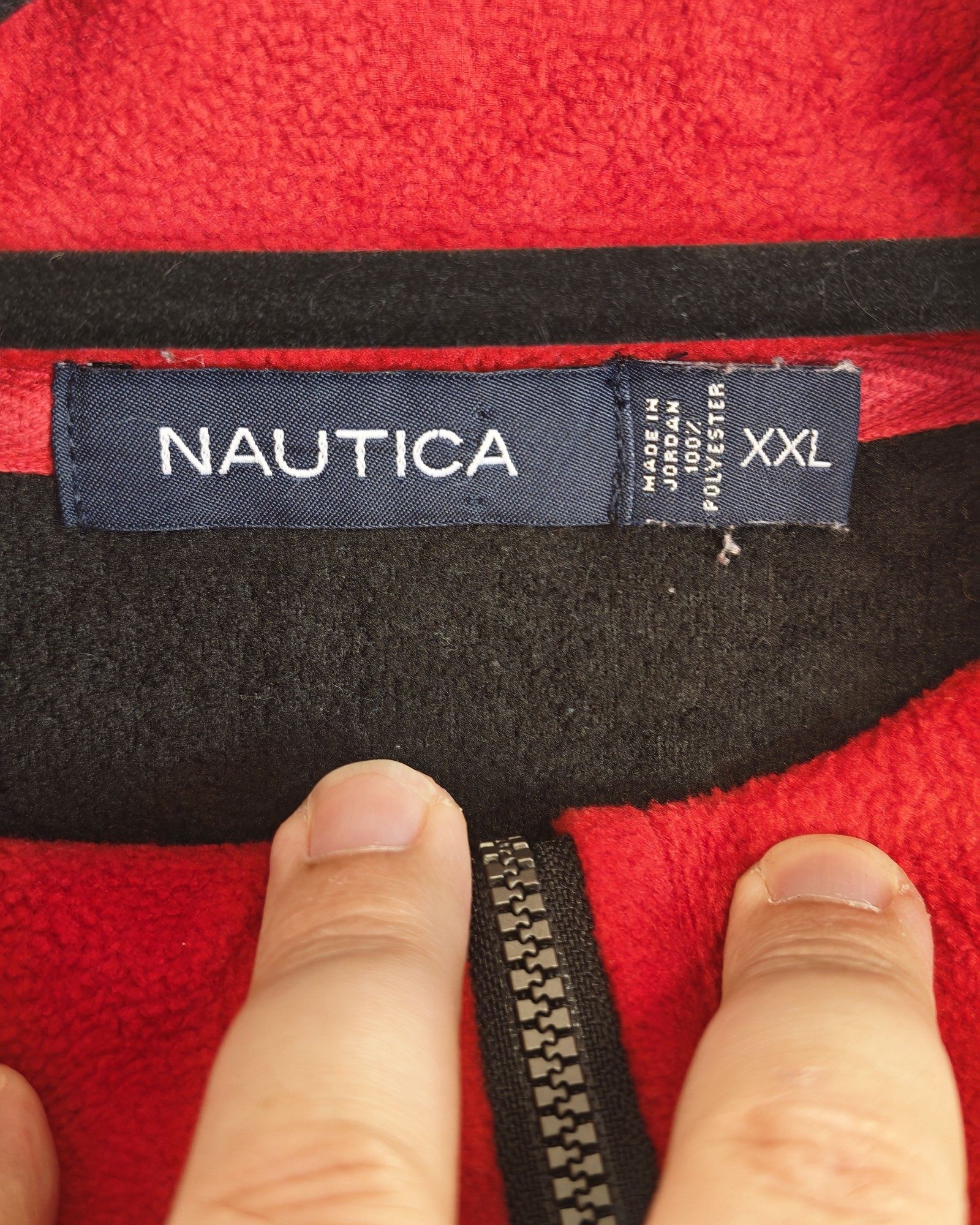 Nautica Black & Red Men's XXL Polyester Fleece Pullover Sailing Gorpcore Streetwear Logo Spellout image 3