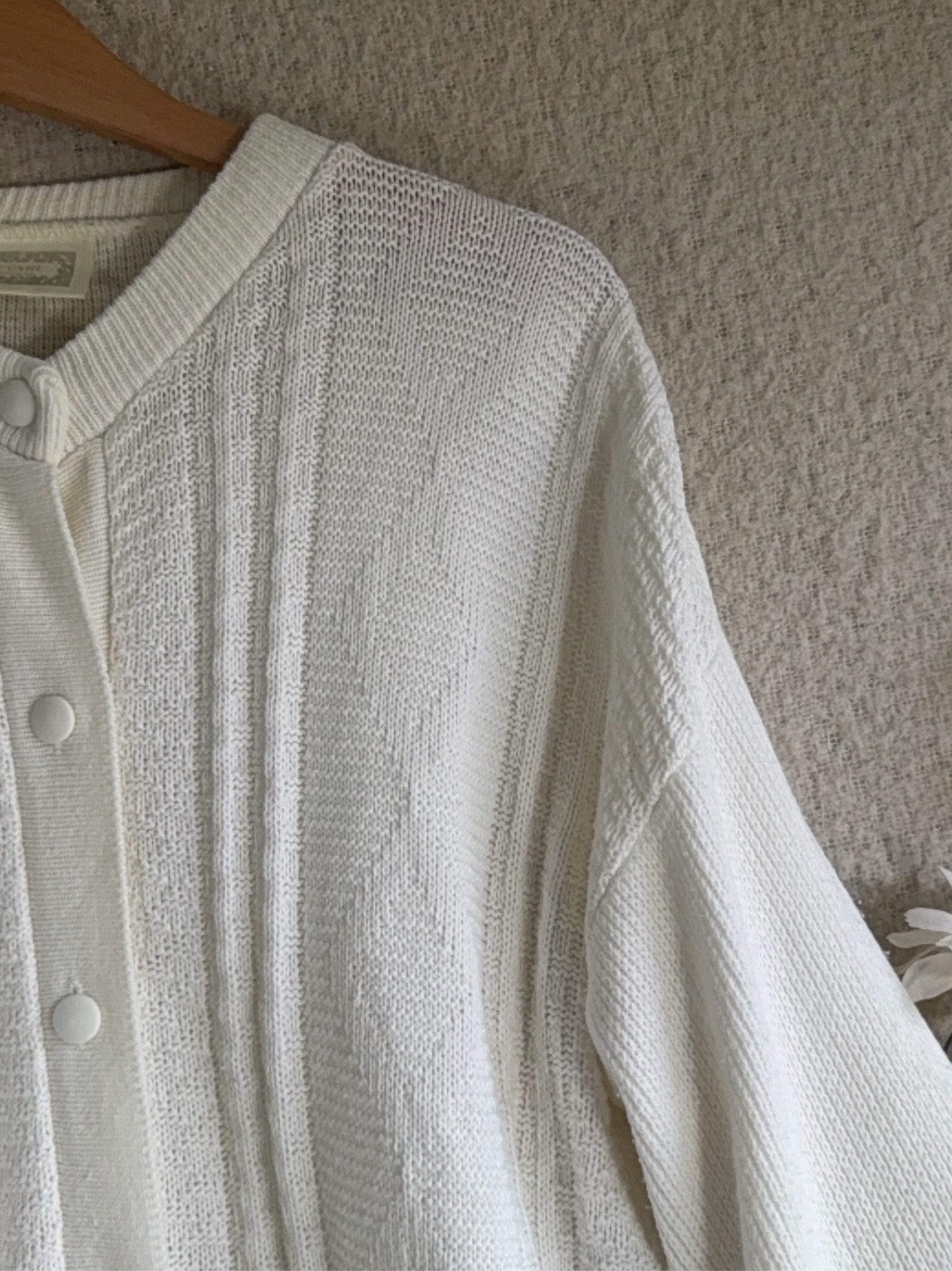 Pyari White Knitted Acrylic Women's Button Front Cardigan UK Medium Soft image 2