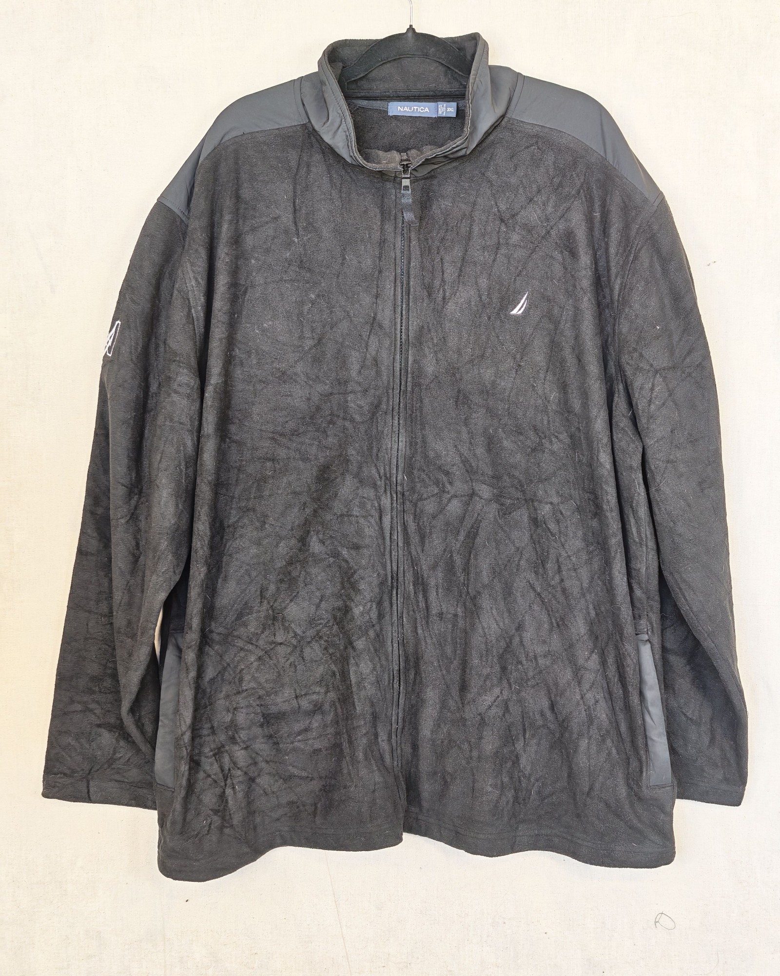 Nautica Men's Black & Grey Polyester Fleece Jacket 3XL Sailing Gorpcore Streetwear