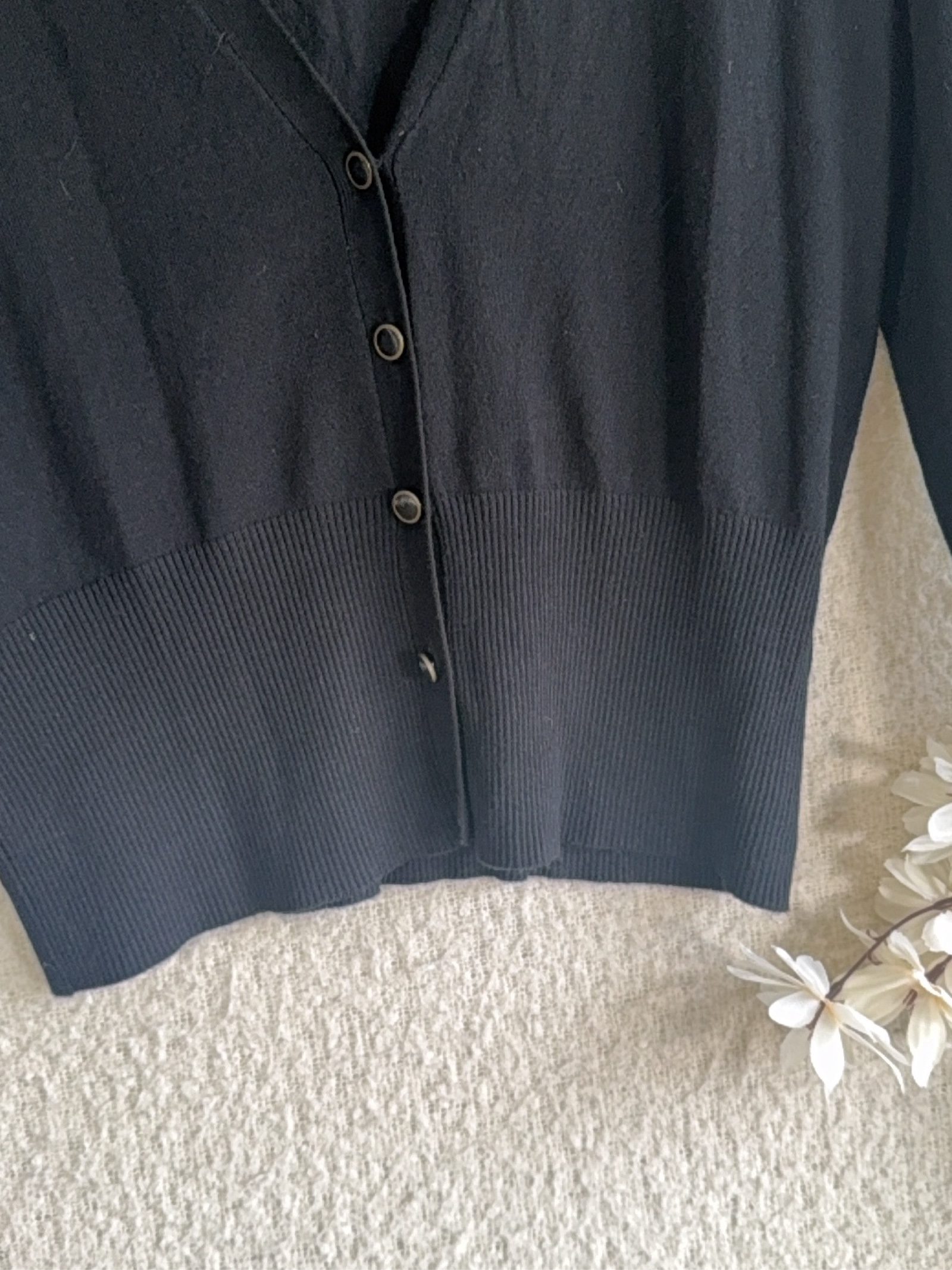 new look Black Button Front V Neck Cardigan UK 16 Viscose Nylon Blend image 2
