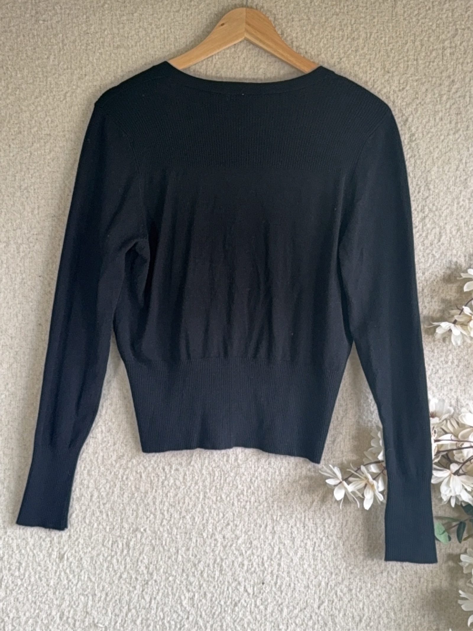 new look Black Button Front V Neck Cardigan UK 16 Viscose Nylon Blend image 6