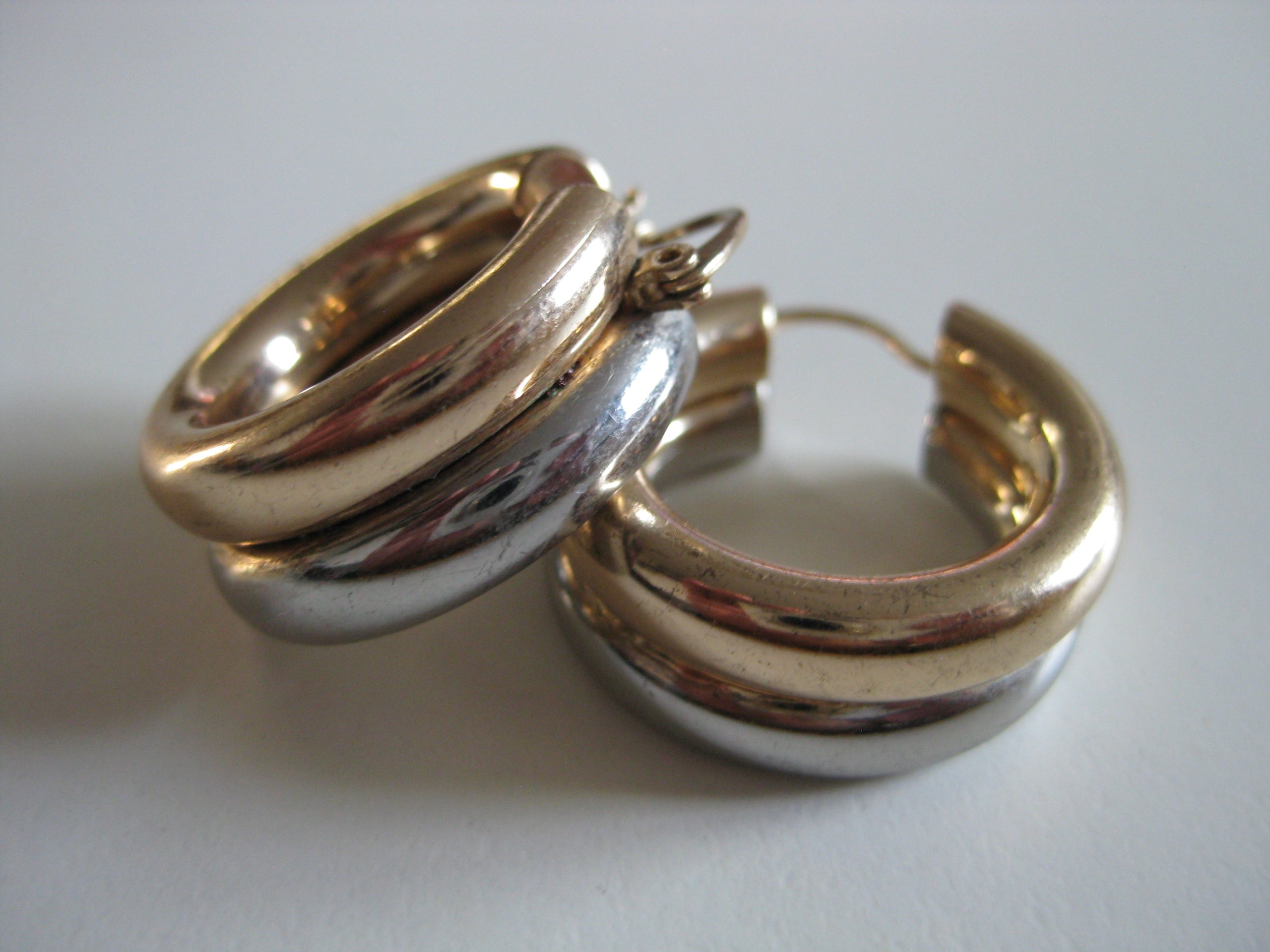 Unbranded Gold & Silver Tone Chunky Hoop Earrings Jewel-Ja-4 image 2