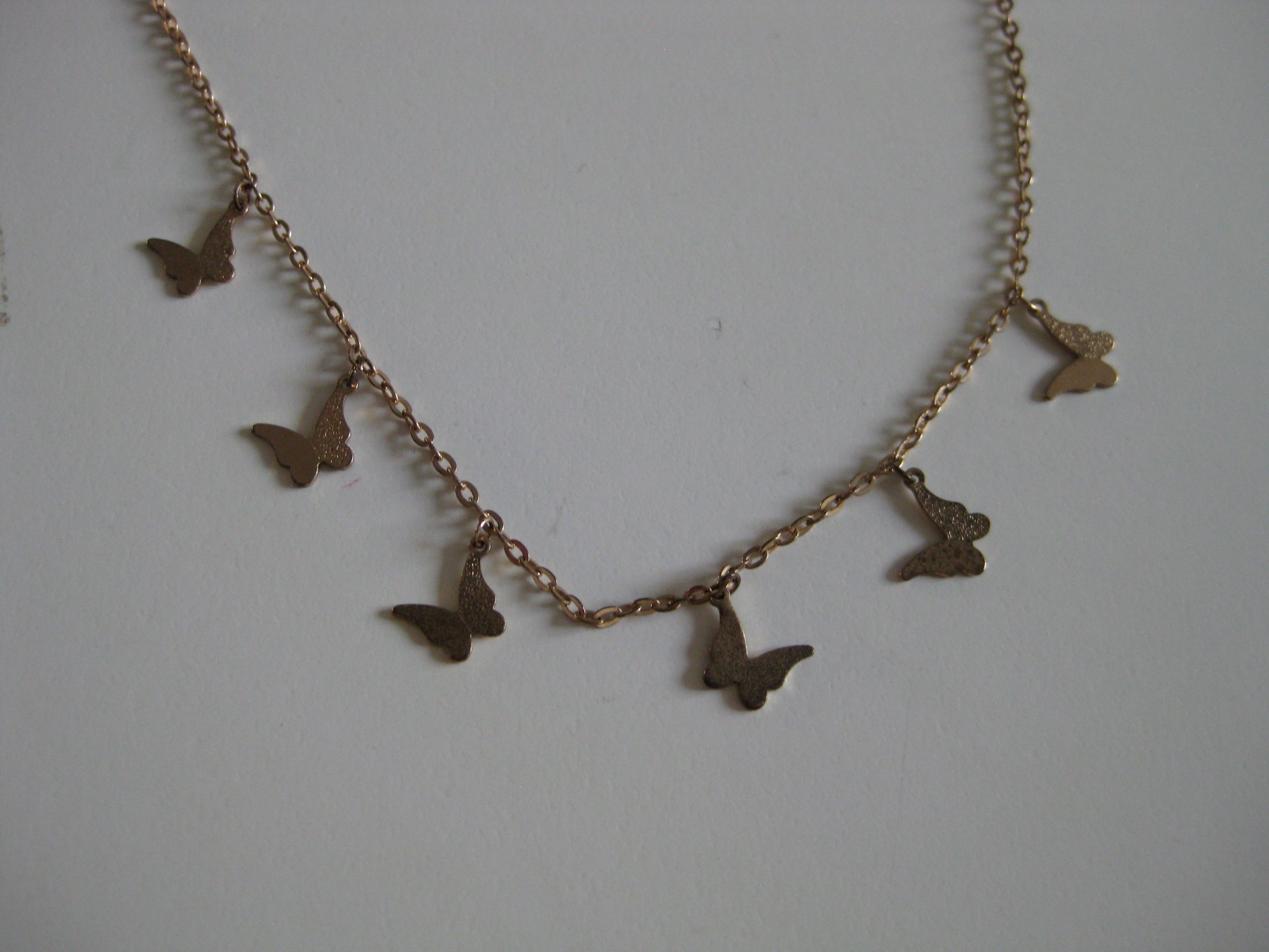 Gold Butterfly Charm Necklace Women's Gold Tone Chain Jewel-Ja-4 image 2
