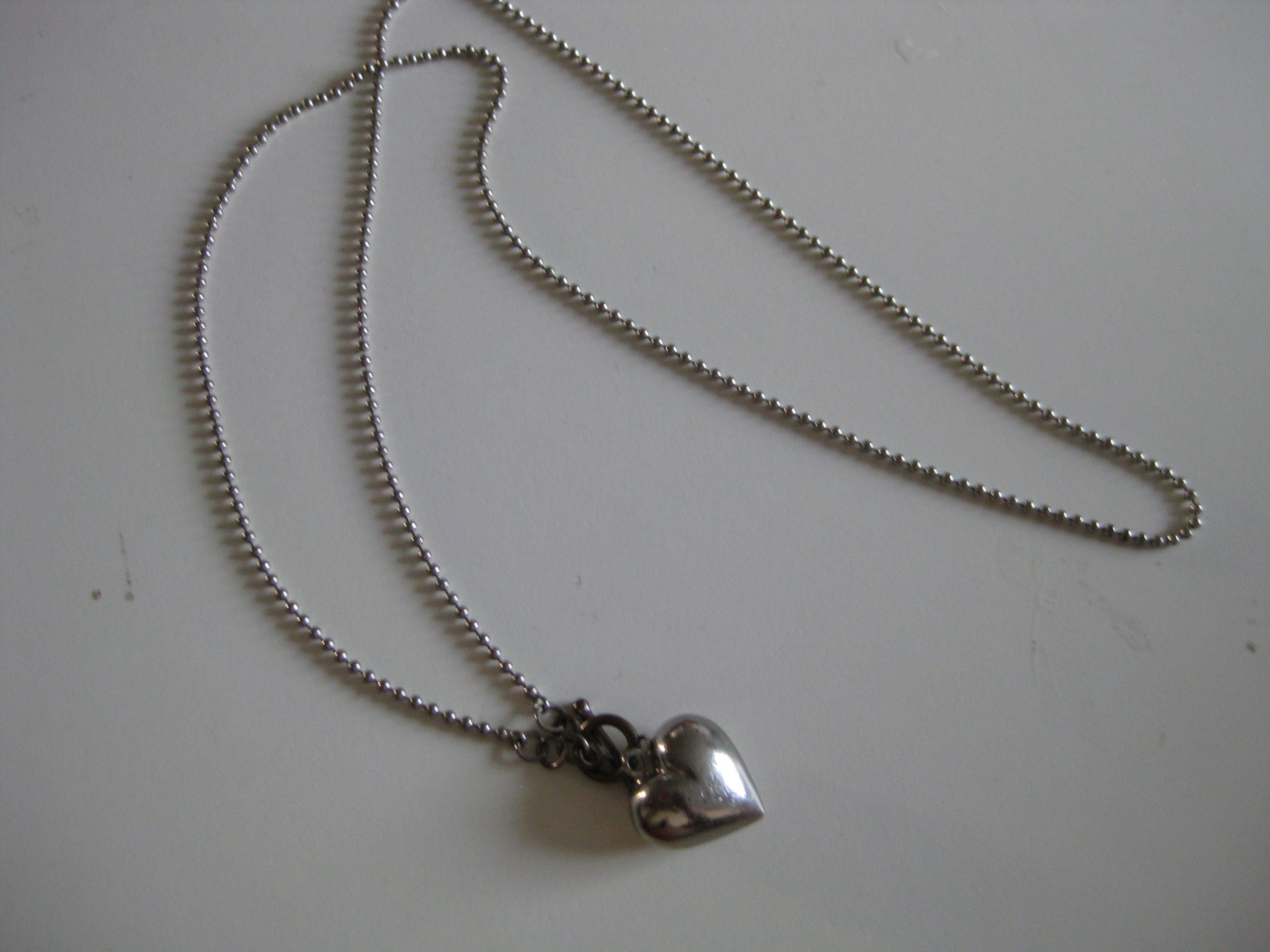 Silver Heart Pendant Necklace Unisex Stainless Steel Jewel-Ja-4