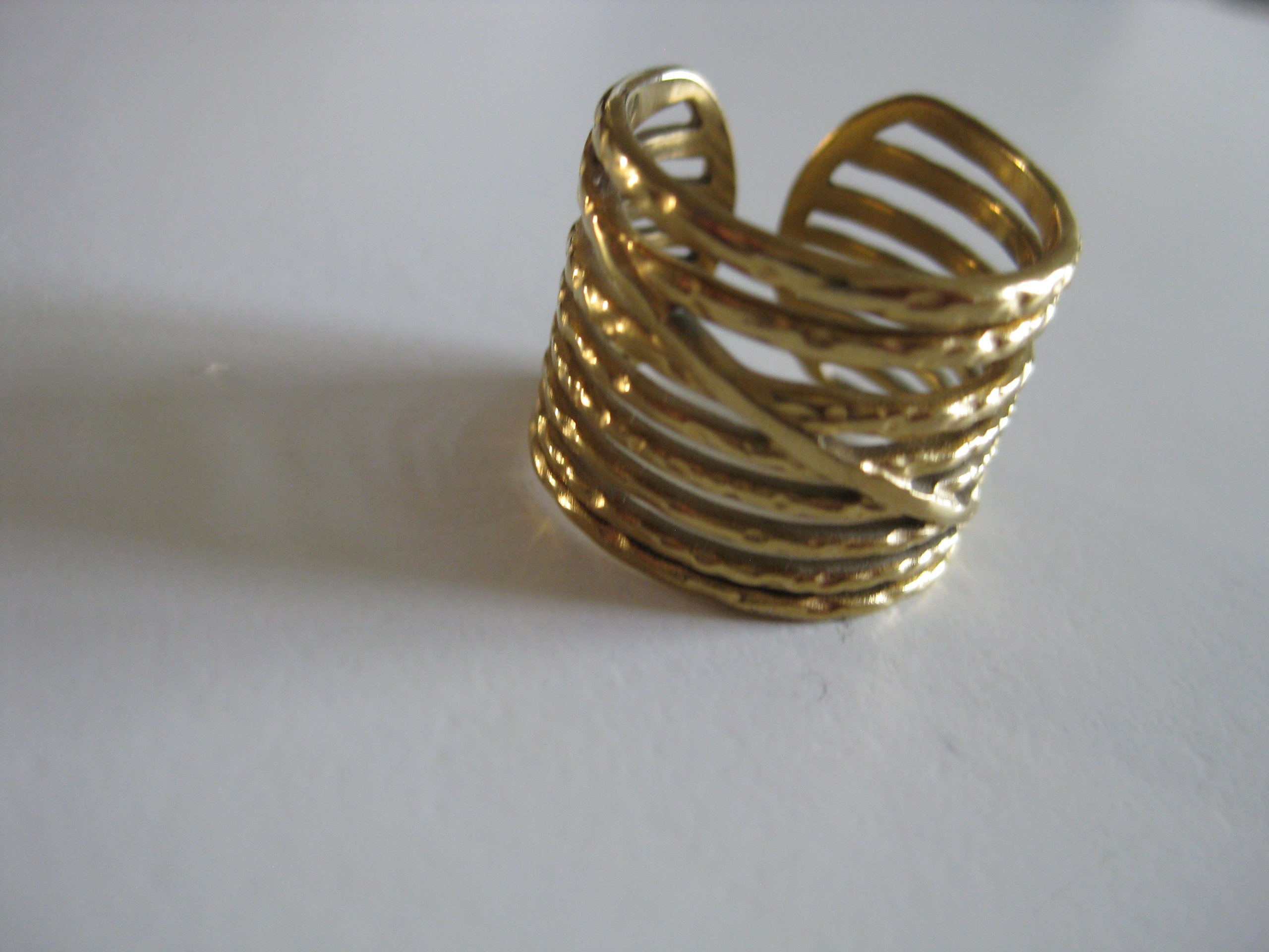 Gold Tone Adjustable Openwork Statement Ring Jewel-Ja-4 image 2