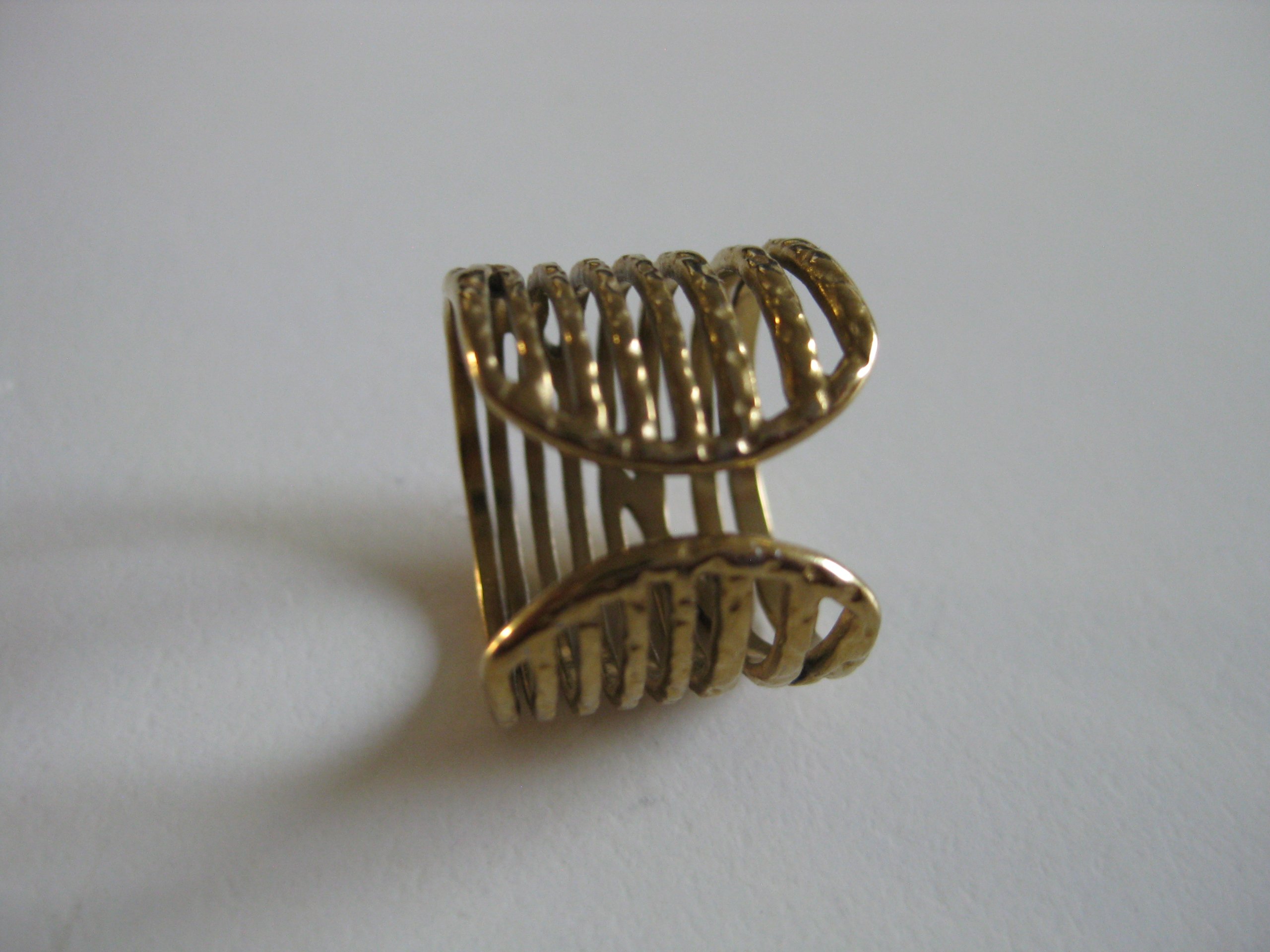Gold Tone Adjustable Openwork Statement Ring Jewel-Ja-4 image 3