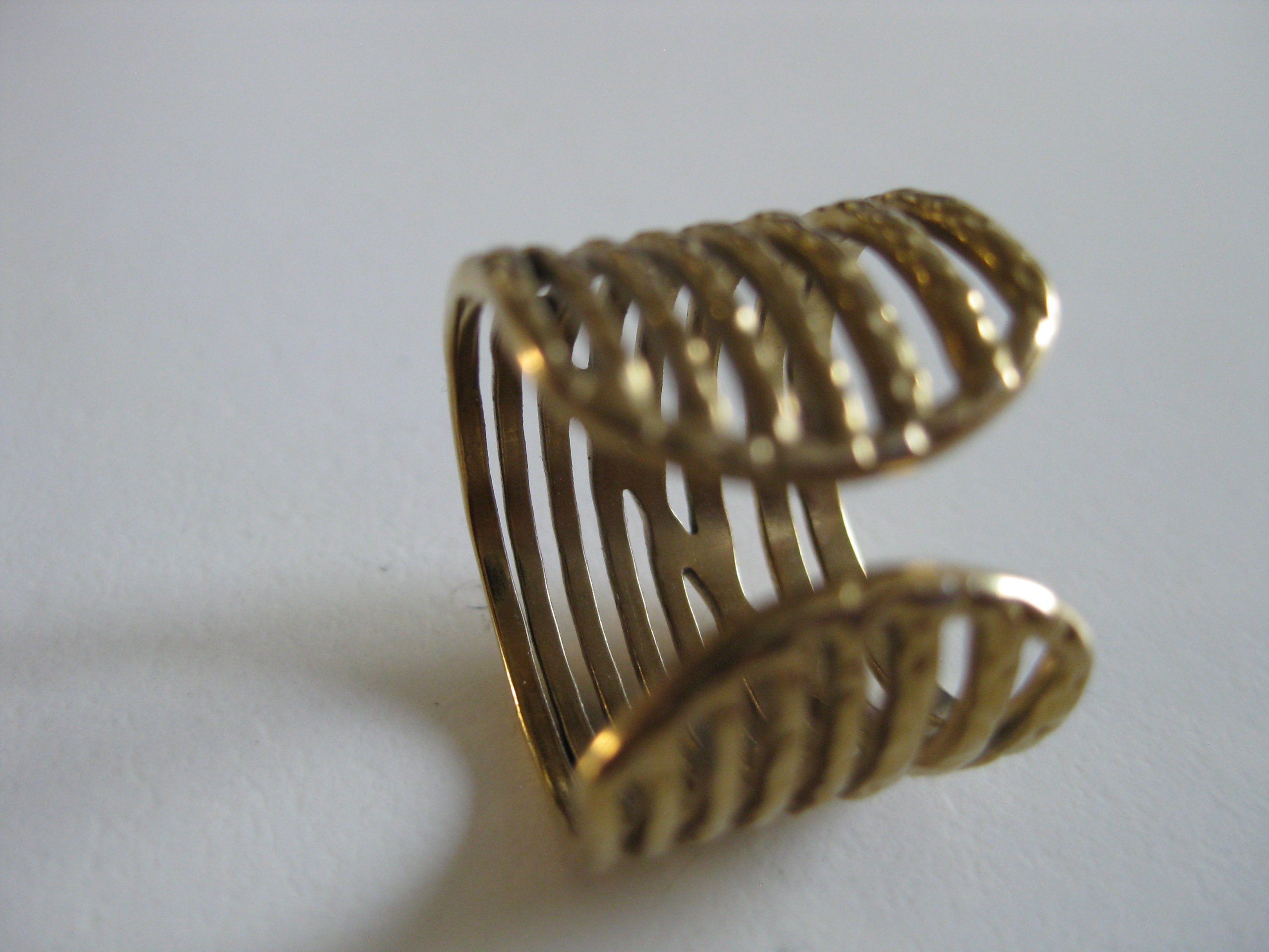 Gold Tone Adjustable Openwork Statement Ring Jewel-Ja-4 image 4