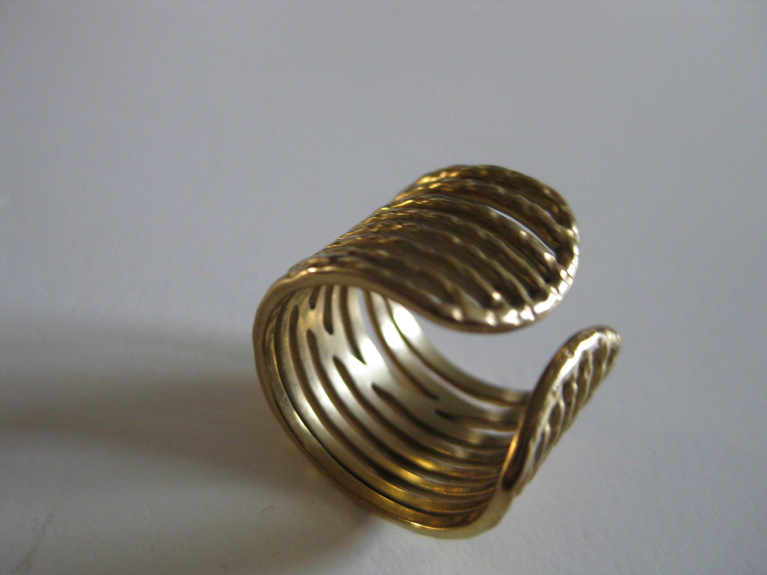 Gold Tone Adjustable Openwork Statement Ring Jewel-Ja-4 image 5