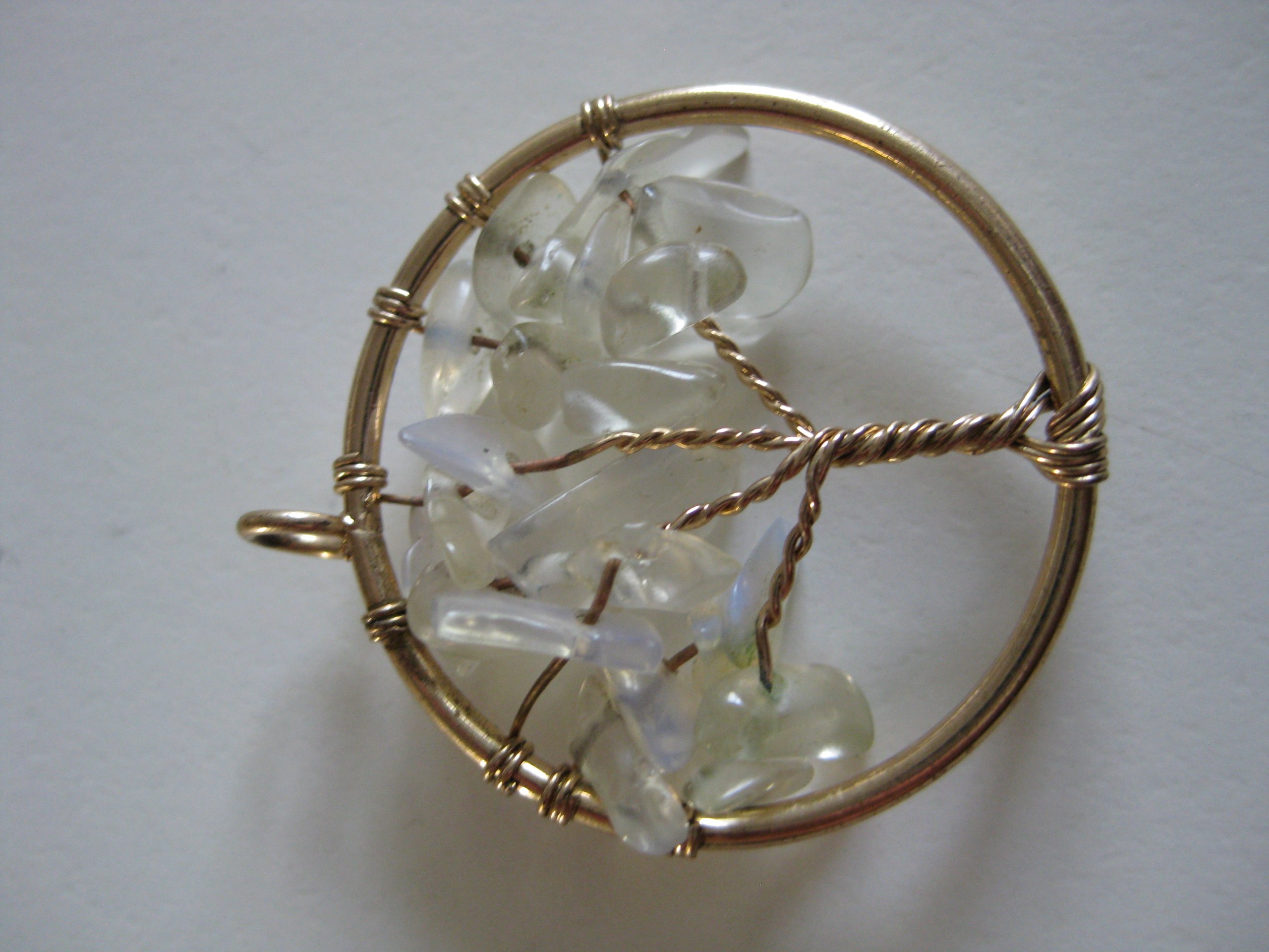 Handmade Gold Tone & Clear Crystal Tree of Life Pendant 2.5 cm Jewel-Ja-4
