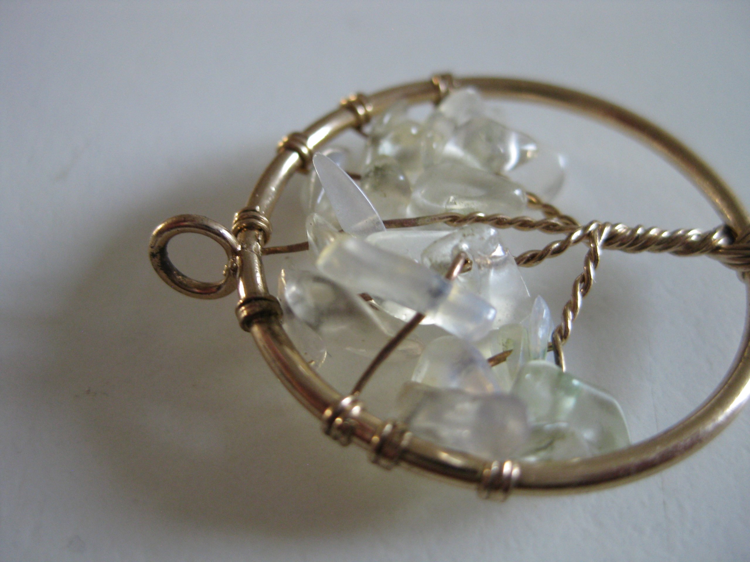 Handmade Gold Tone & Clear Crystal Tree of Life Pendant 2.5 cm Jewel-Ja-4 image 2
