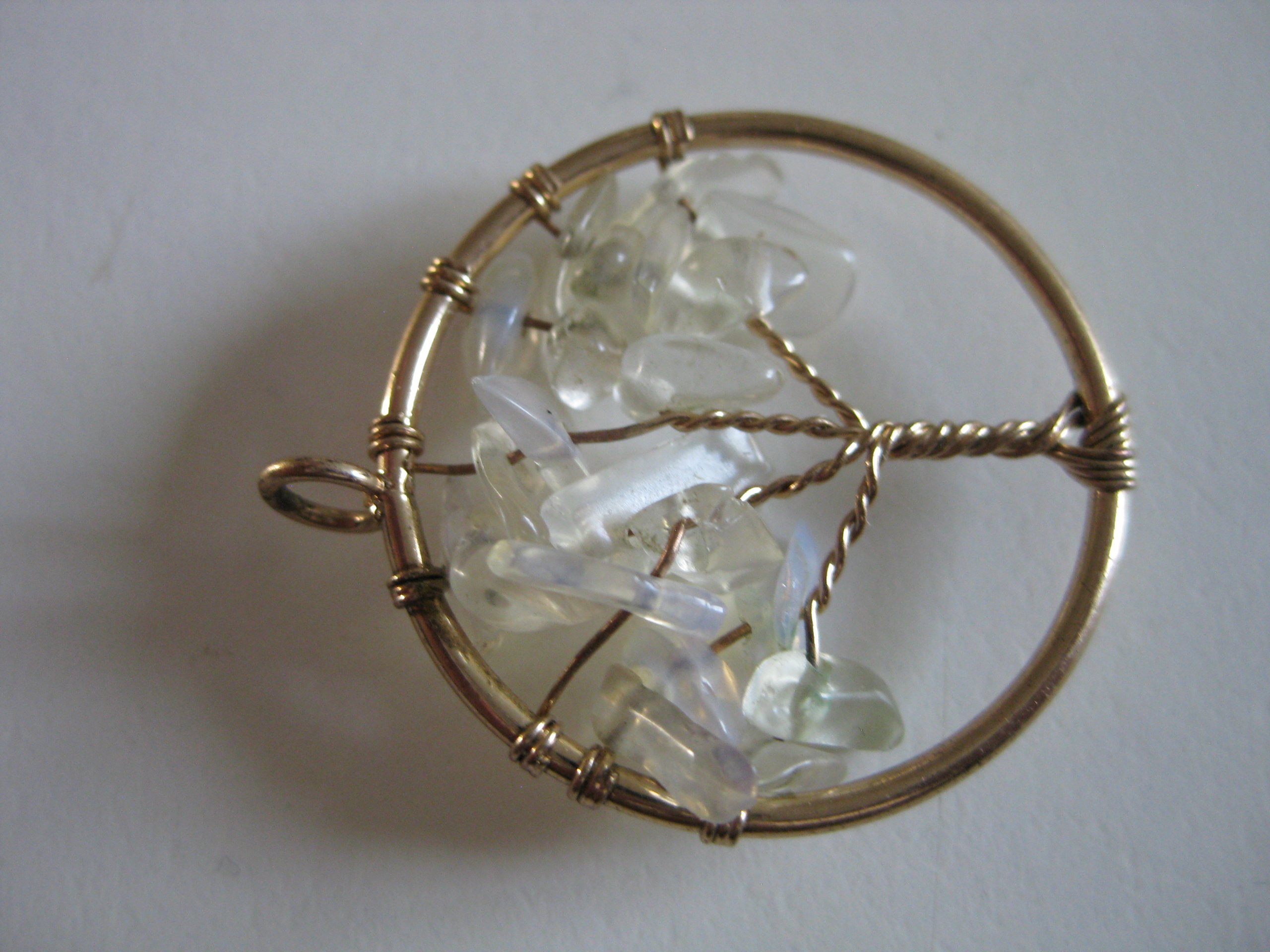 Handmade Gold Tone & Clear Crystal Tree of Life Pendant 2.5 cm Jewel-Ja-4 image 3