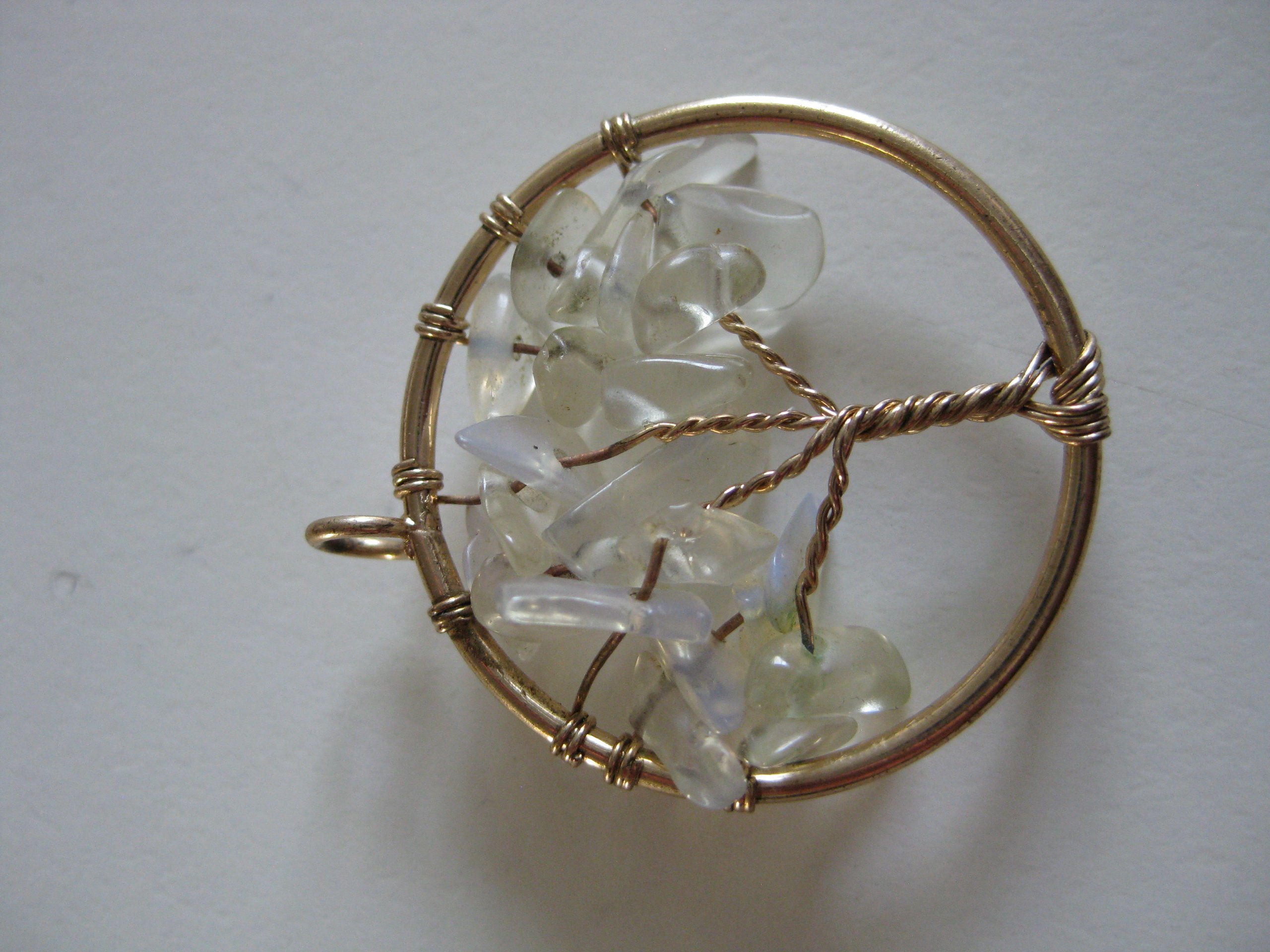 Handmade Gold Tone & Clear Crystal Tree of Life Pendant 2.5 cm Jewel-Ja-4 image 6