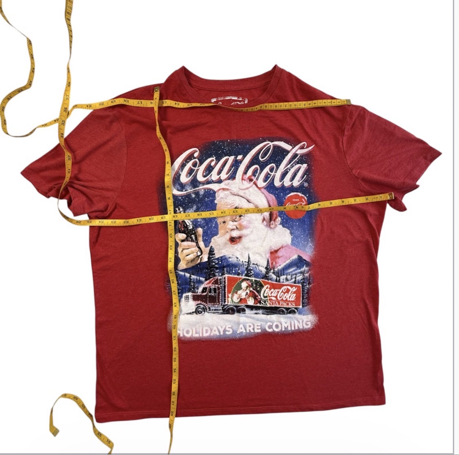 Coca-Cola Men's Christmas Santa Truck T-Shirt Red XL Holidays Are Coming image 8