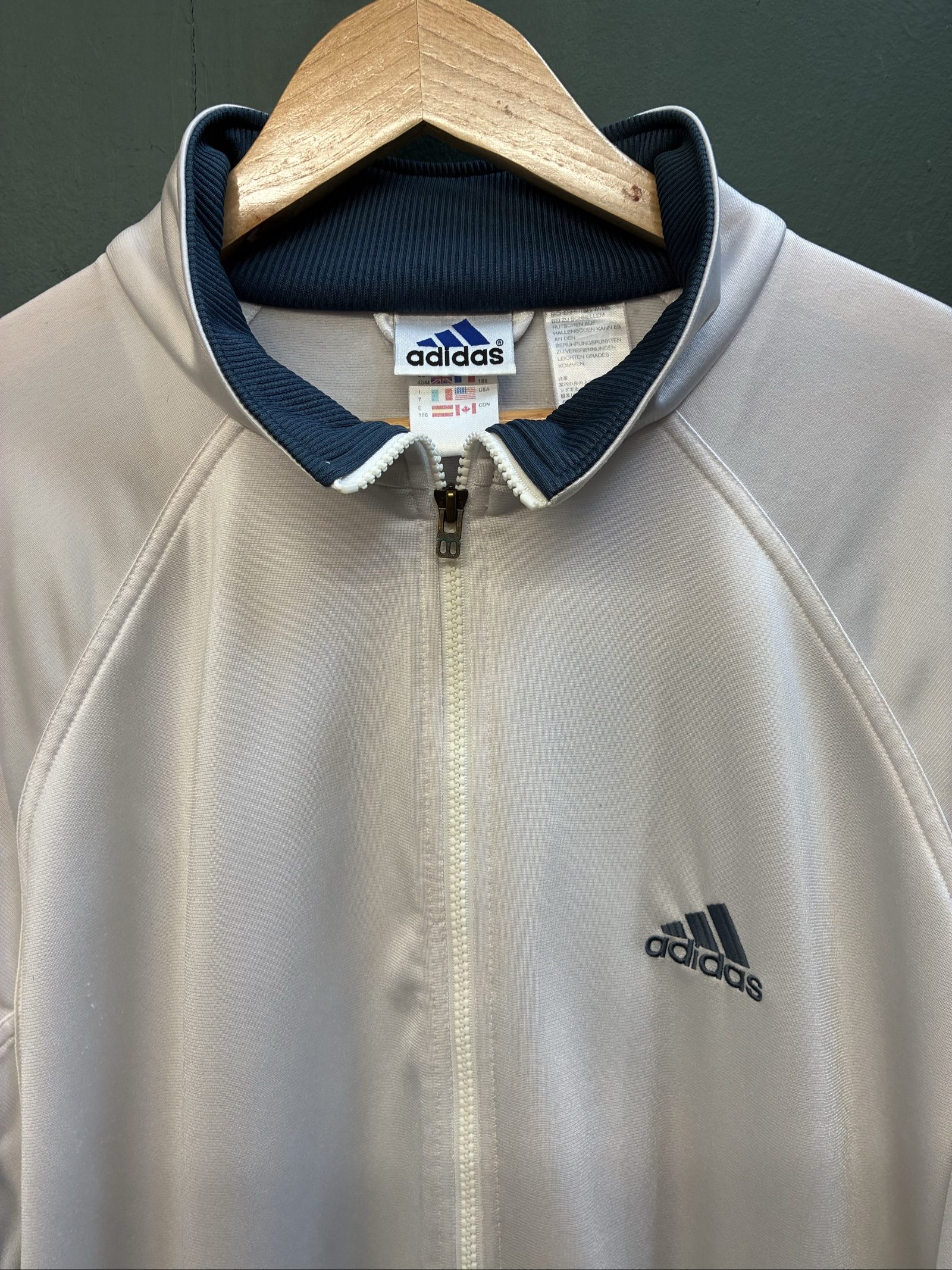 Vintage Adidas white & dark green 90s y2k Track Jacket X Large Three-Stripe image 3