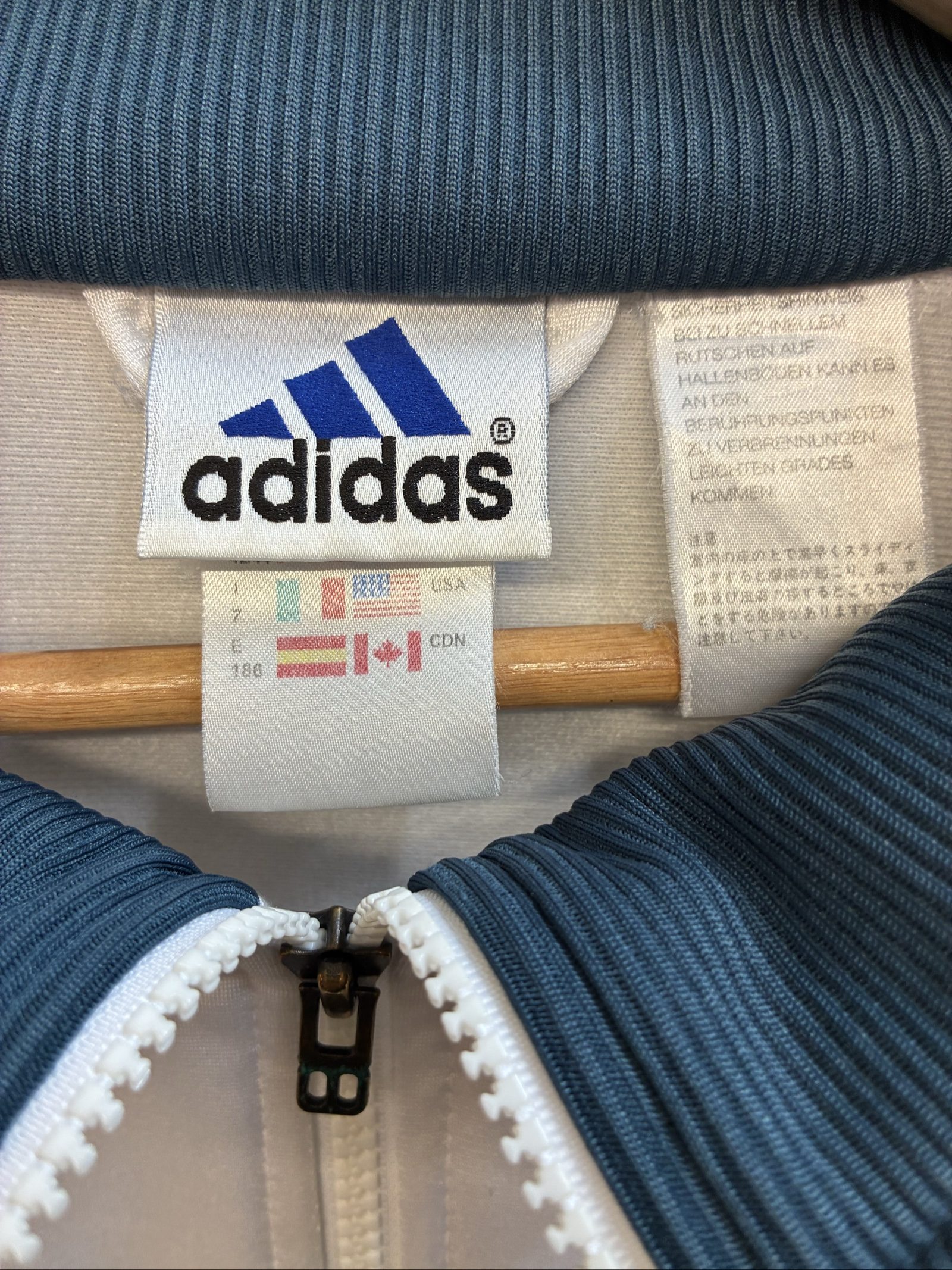 Vintage Adidas white & dark green 90s y2k Track Jacket X Large Three-Stripe image 4