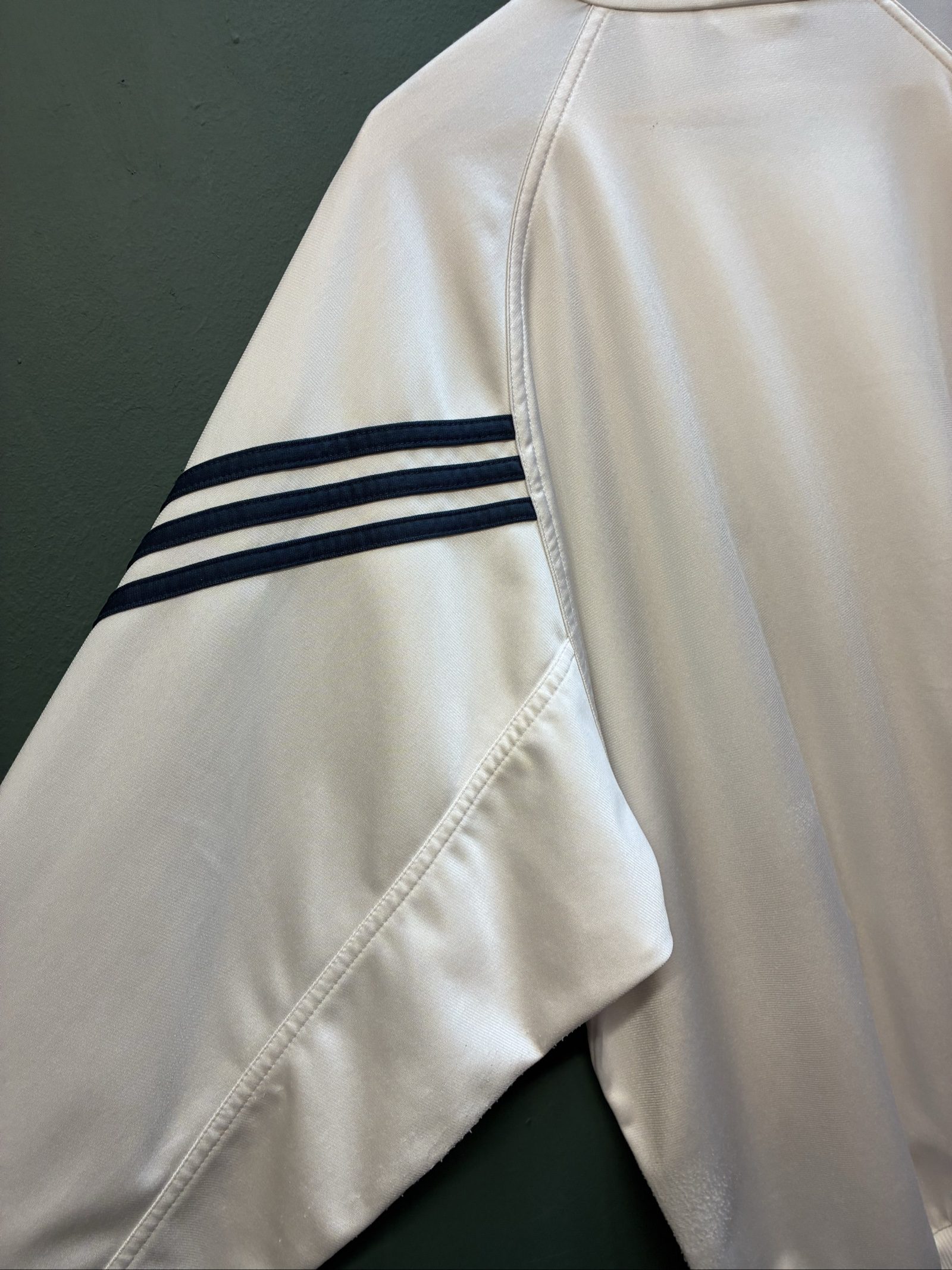 Vintage Adidas white & dark green 90s y2k Track Jacket X Large Three-Stripe image 6