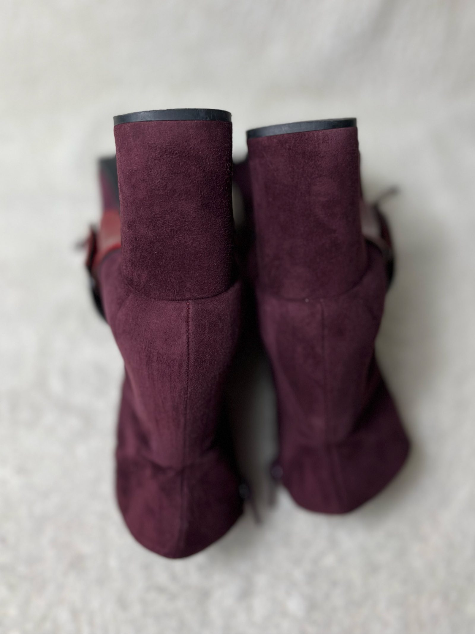 Paco Gil Vintage Echtleder Boots suede patent leather Burgundy Fringe buckle Y2K image 6